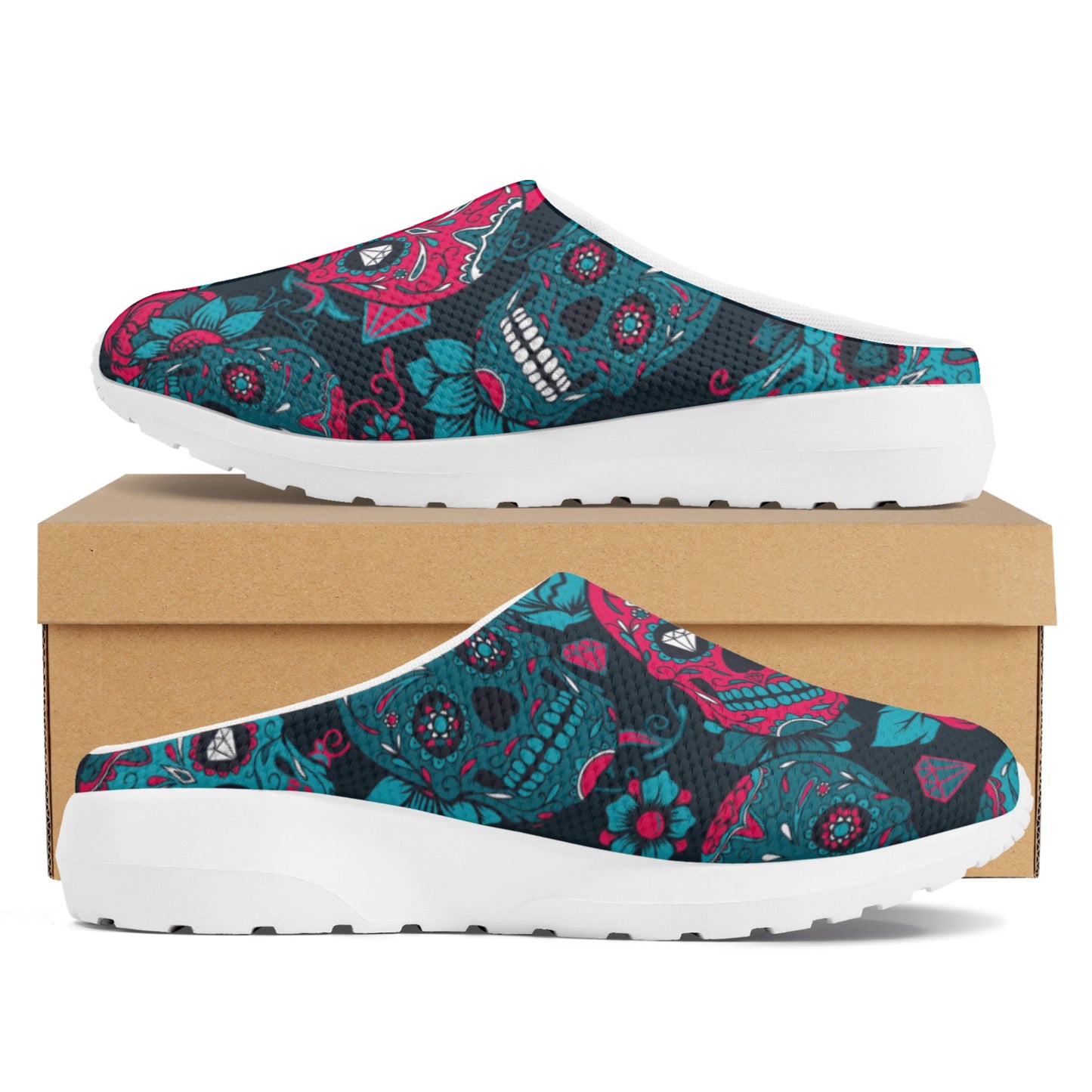 Sugar skull day of the dead Women's Mesh Slippers