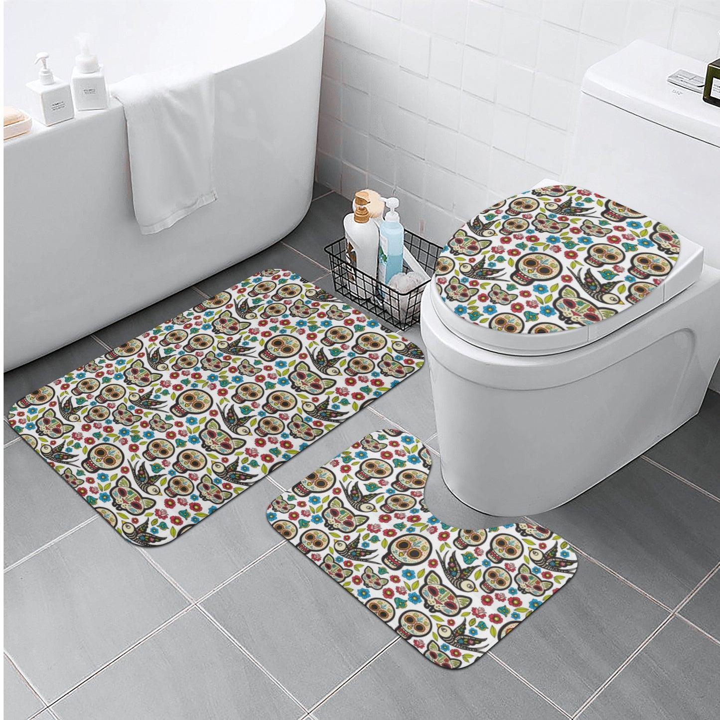 Sugar skull day of the dead Bath Room Toilet Set