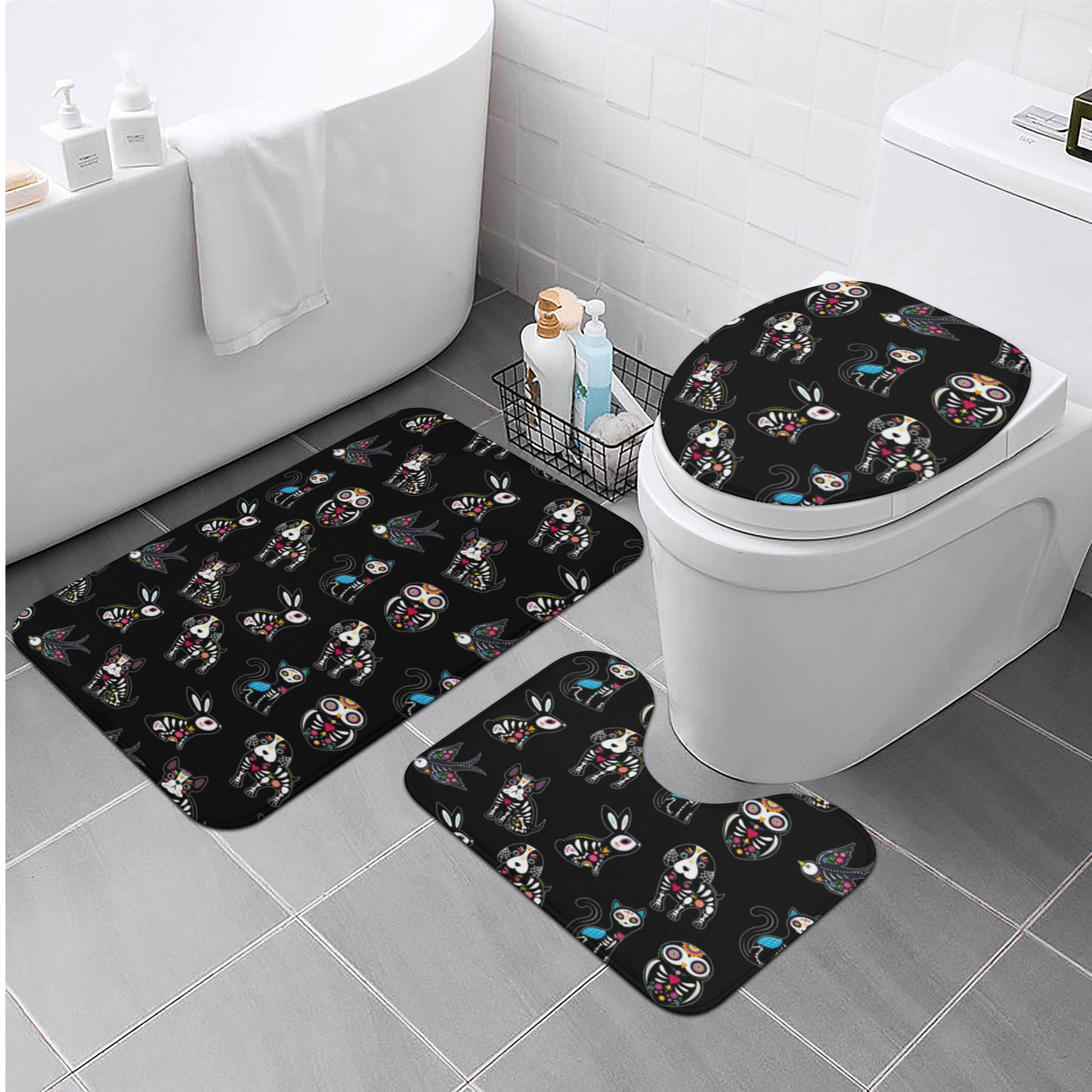 Sugar skull animal Bath Room Toilet Set