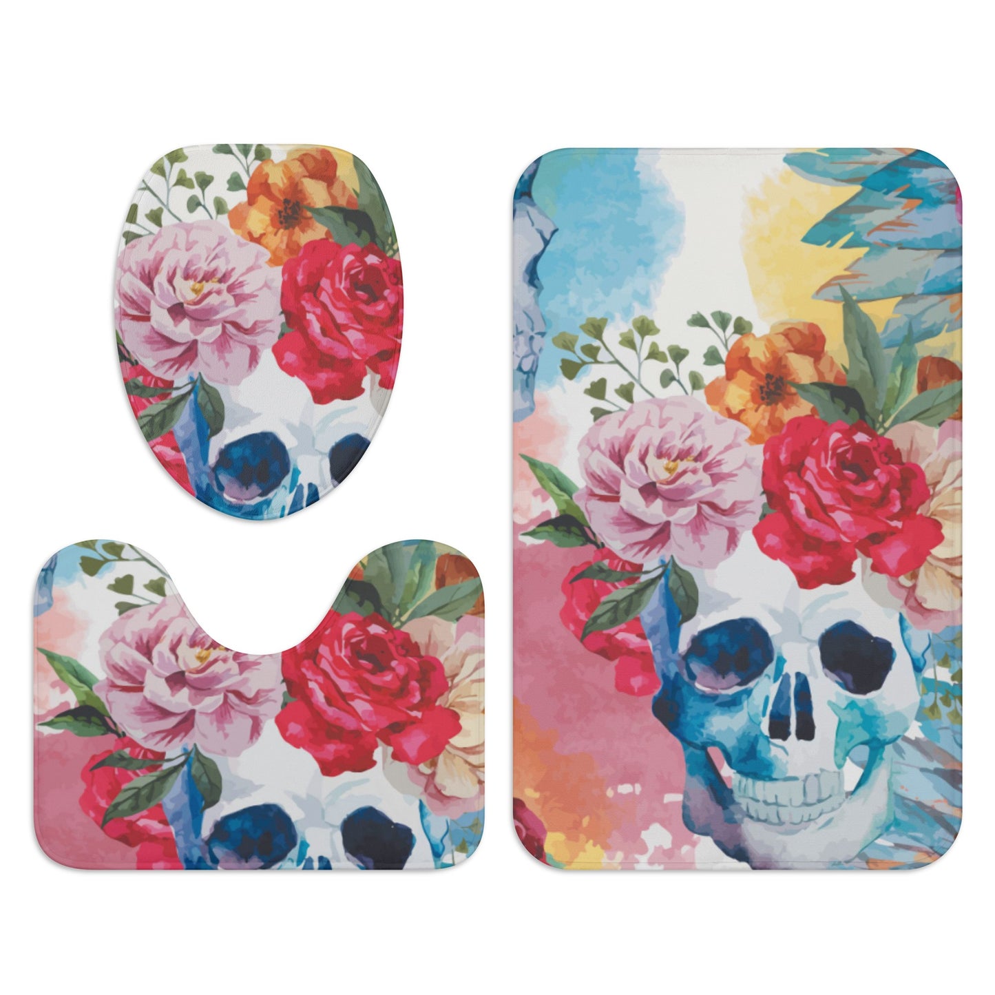 Floral skull Bath Room Toilet Set
