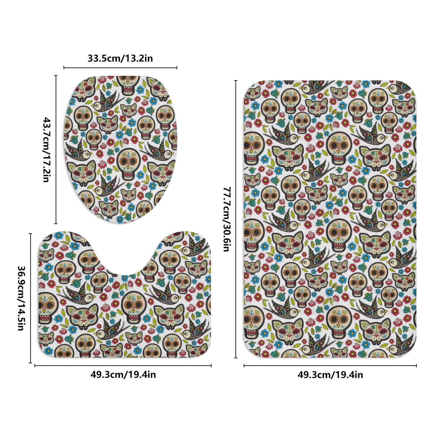 Sugar skull day of the dead Bath Room Toilet Set