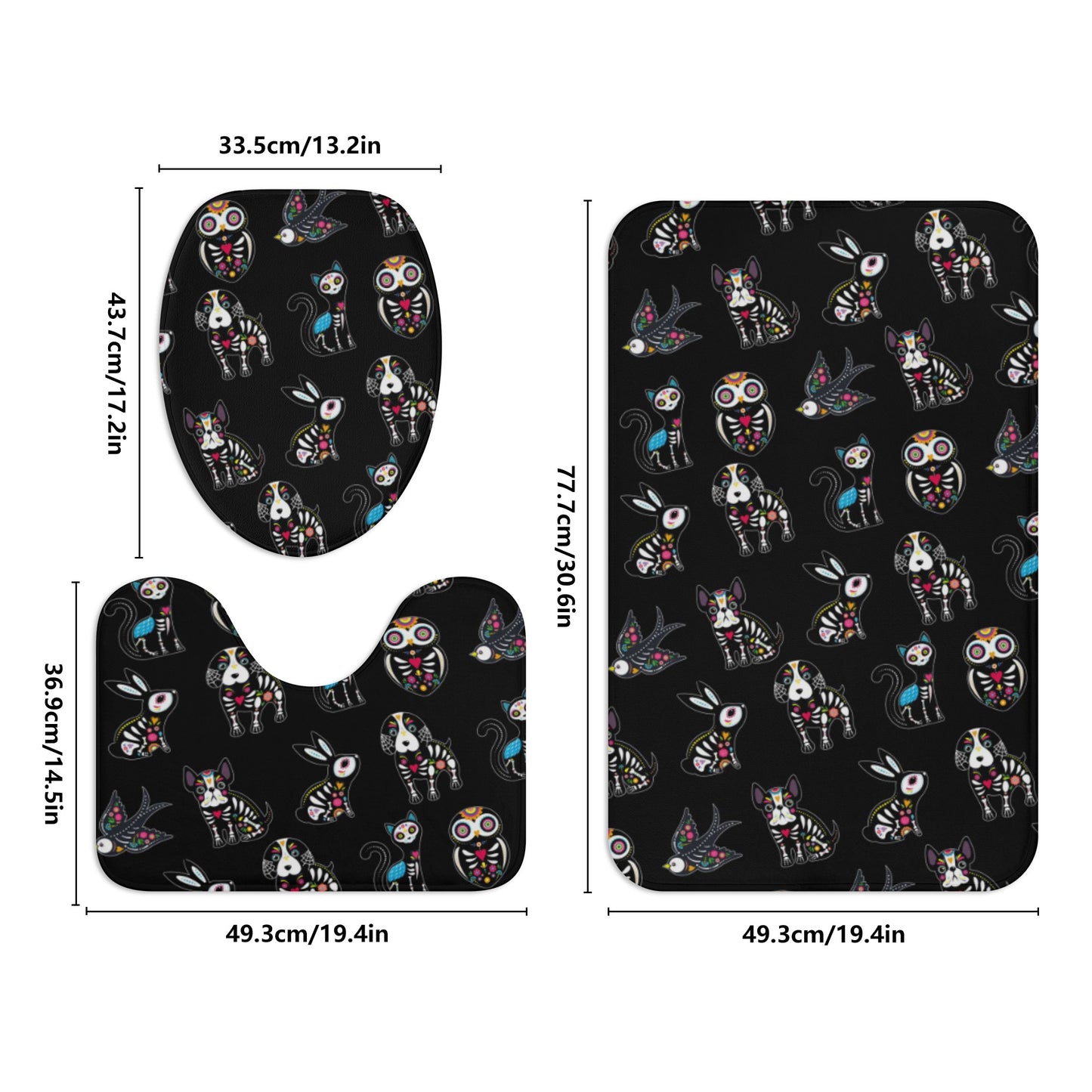 Sugar skull animal Bath Room Toilet Set