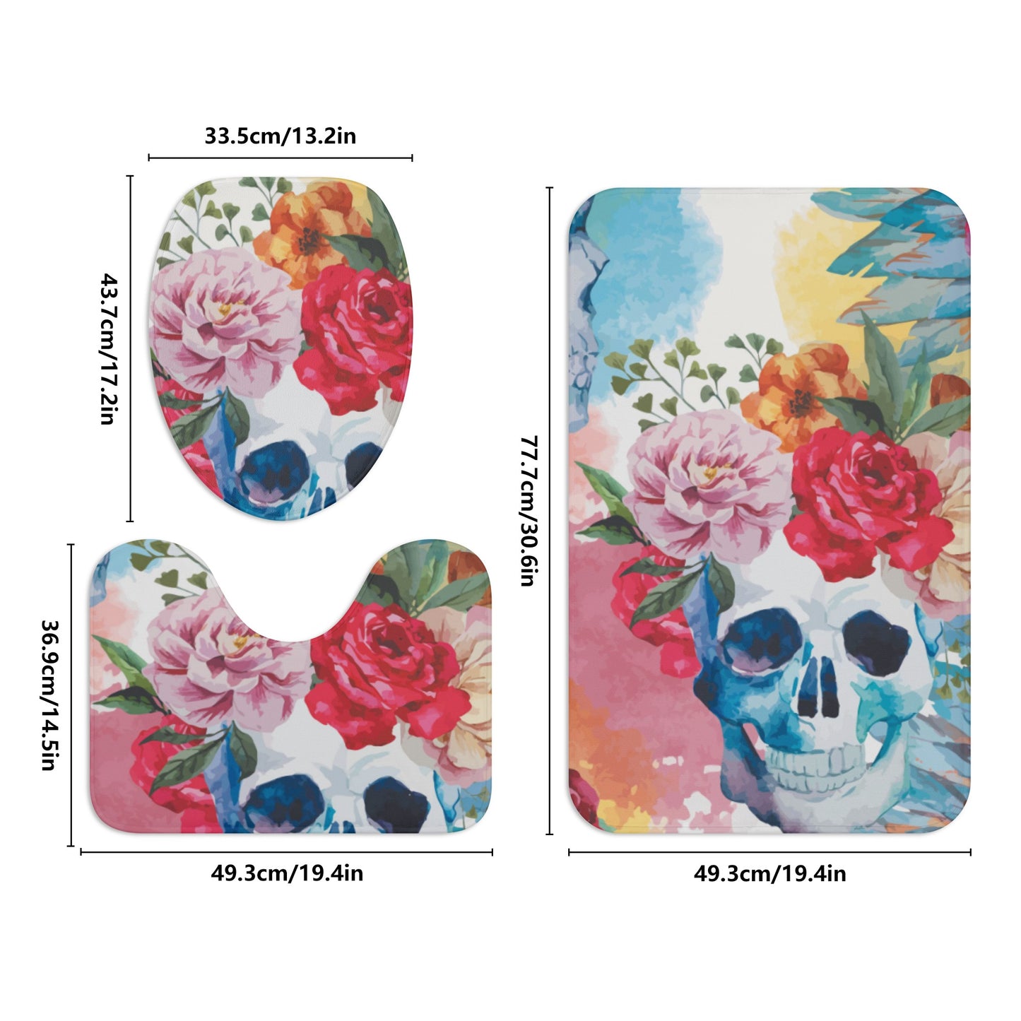 Floral skull Bath Room Toilet Set