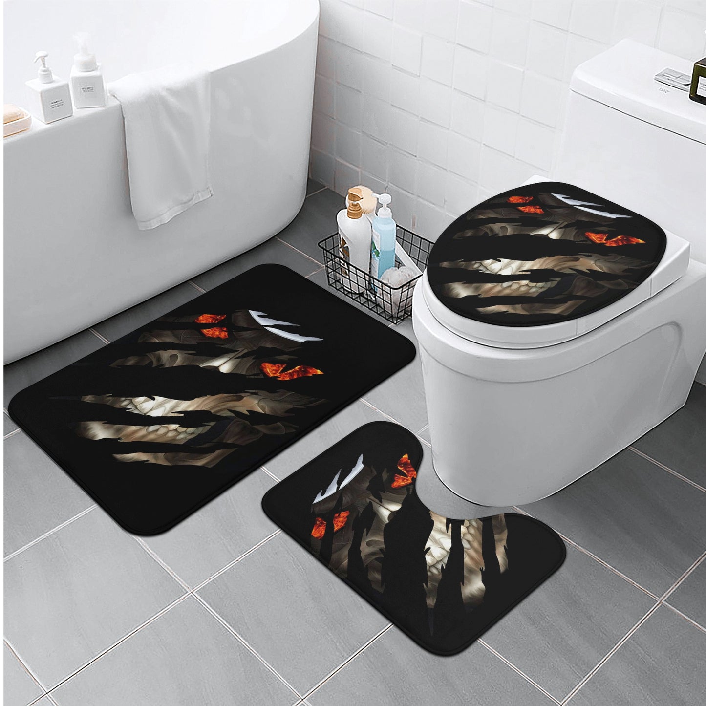 Halloween skull skeleton gothic Bath Room Toilet Set
