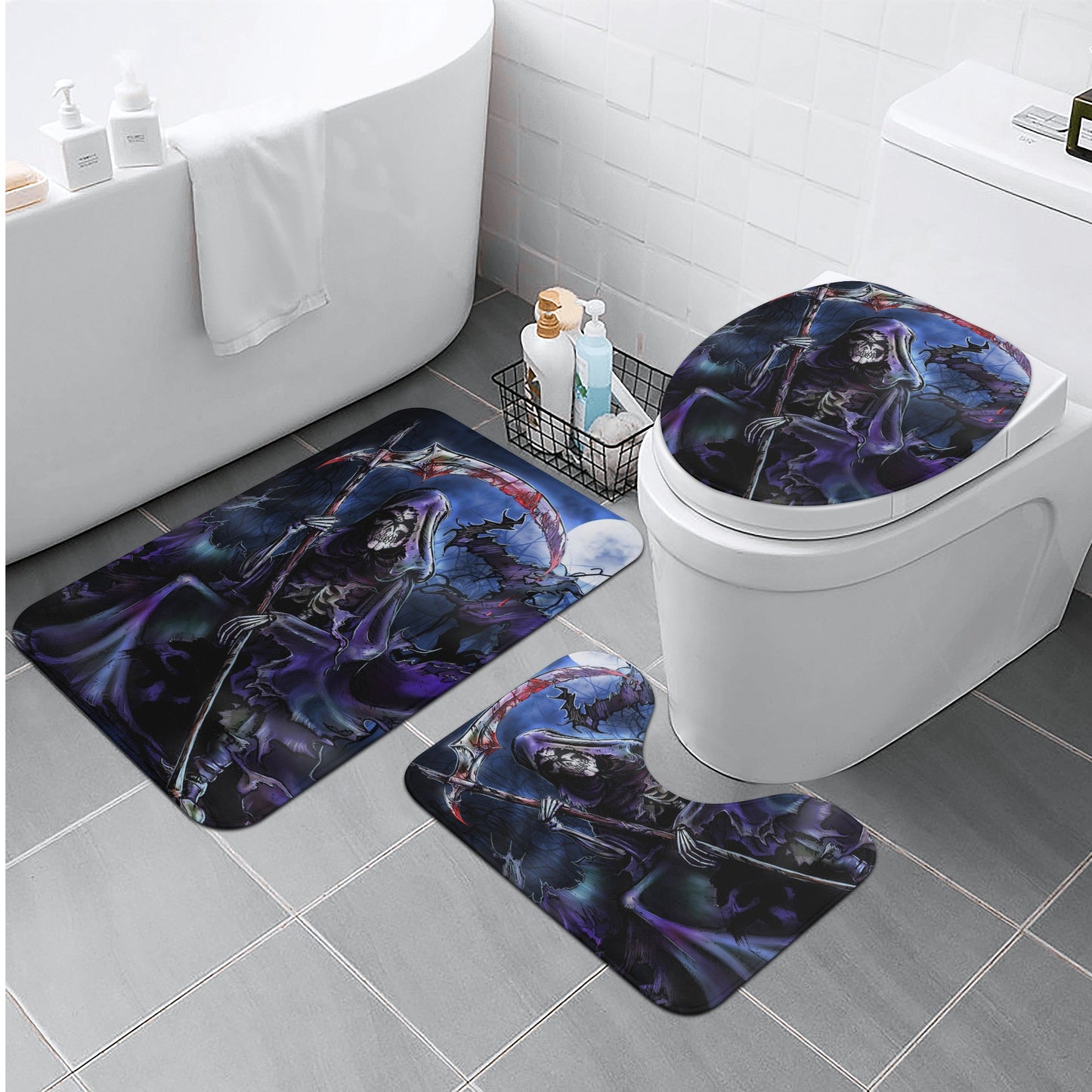 Halloween grim reaper skull Bath Room Toilet Set