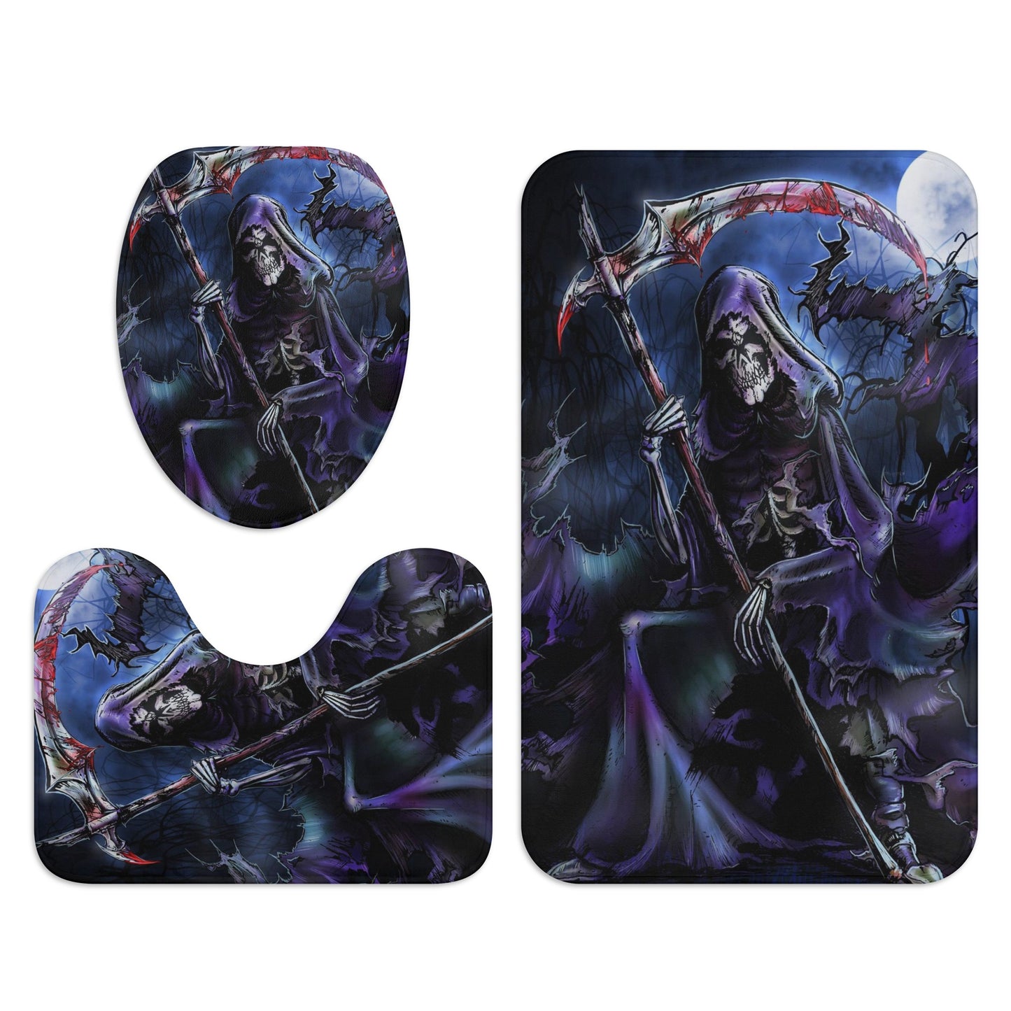 Halloween grim reaper skull Bath Room Toilet Set