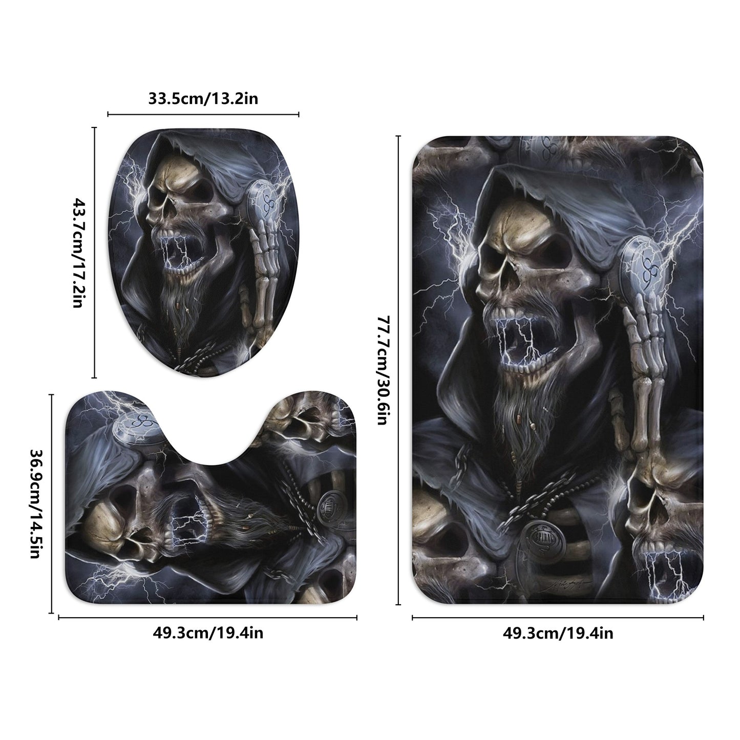 Gothic horror skull grim reaper Bath Room Toilet Set