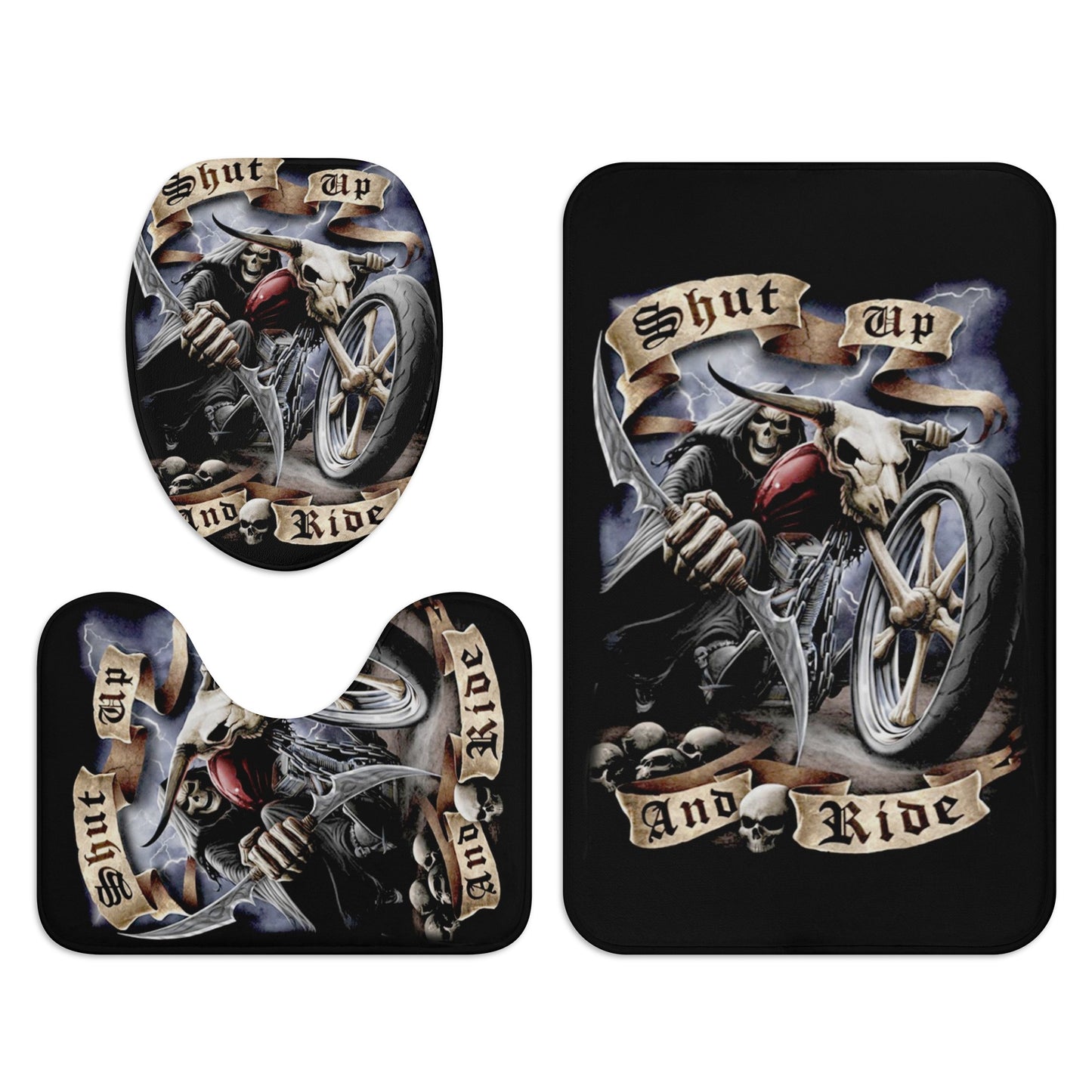 Biker motorcycle skull gothic Bath Room Toilet Set