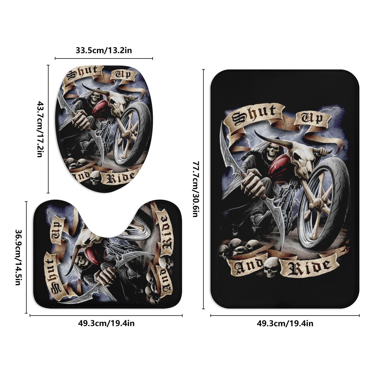 Biker motorcycle skull gothic Bath Room Toilet Set