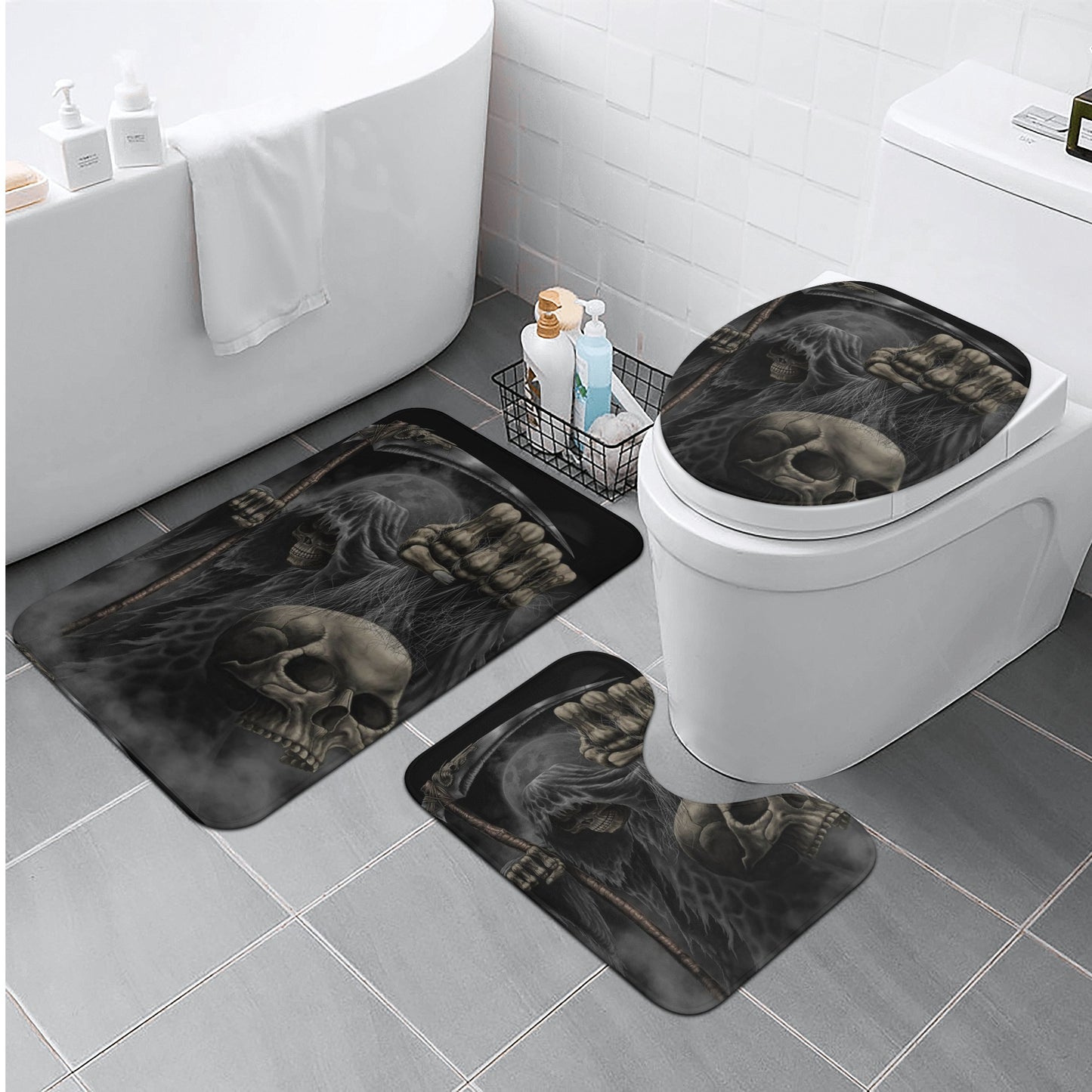 Grim reaper skeleton gothic skull Bath Room Toilet Set
