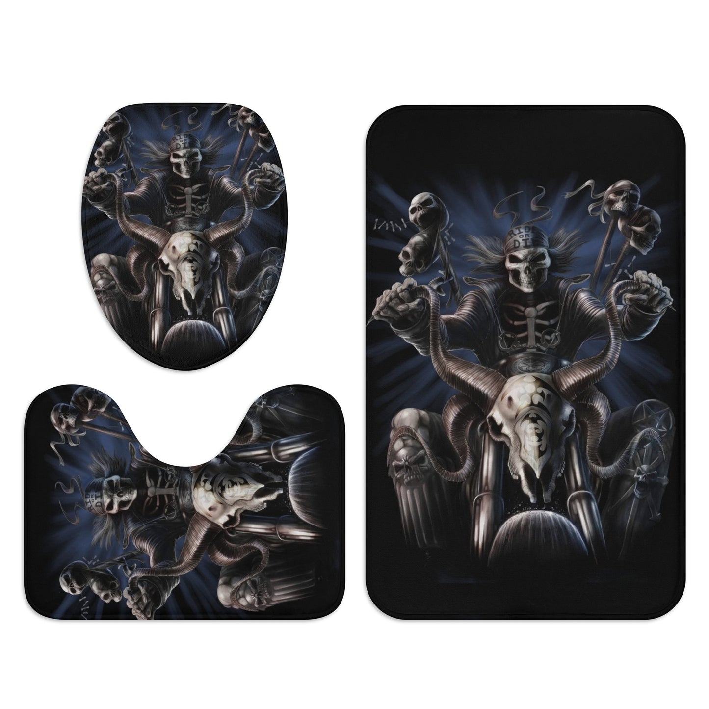 Motorcycle biker skull Bath Room Toilet Set