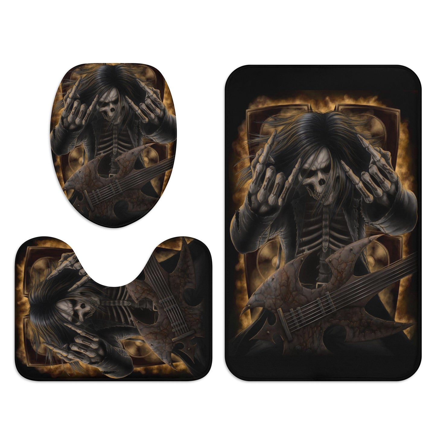 Flaming gothic grim repaer Bath Room Toilet Set