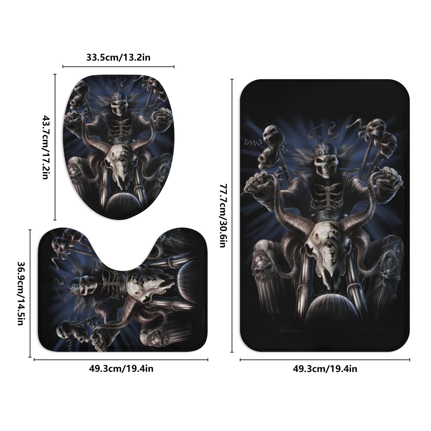 Motorcycle biker skull Bath Room Toilet Set
