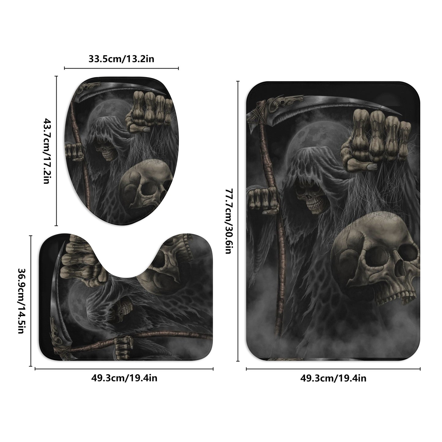Grim reaper skeleton gothic skull Bath Room Toilet Set