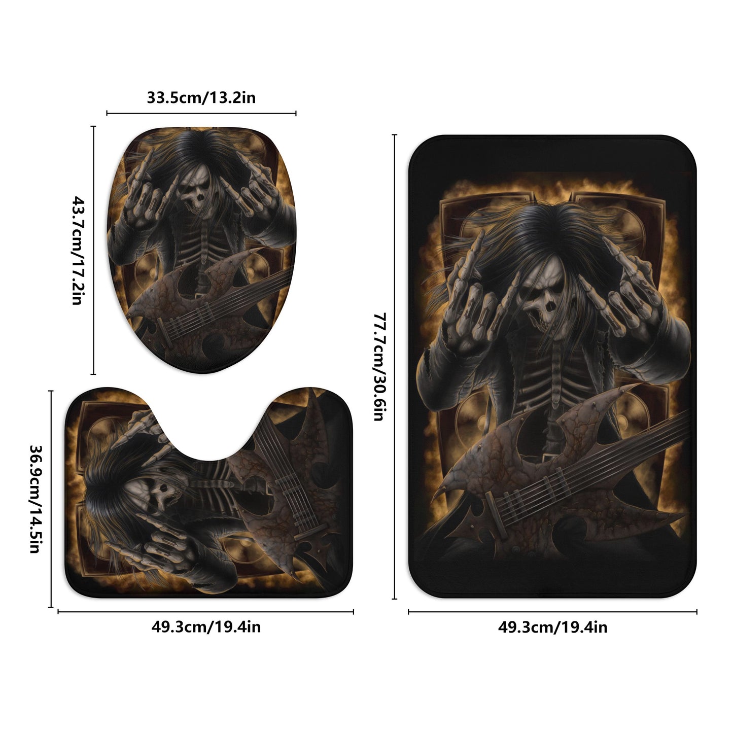 Flaming gothic grim repaer Bath Room Toilet Set