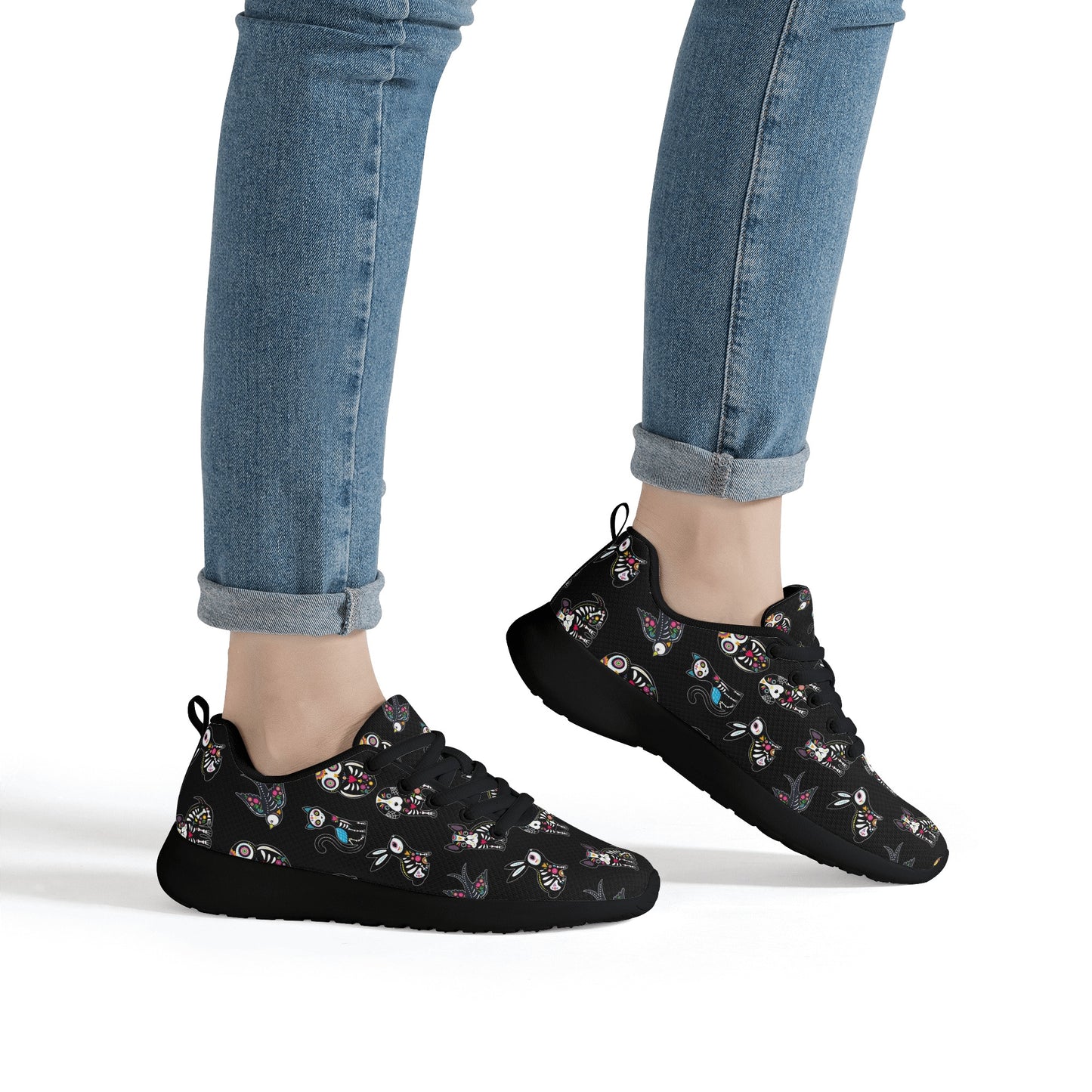 Sugar skull animalWomen's Mesh Athletic Sneakers