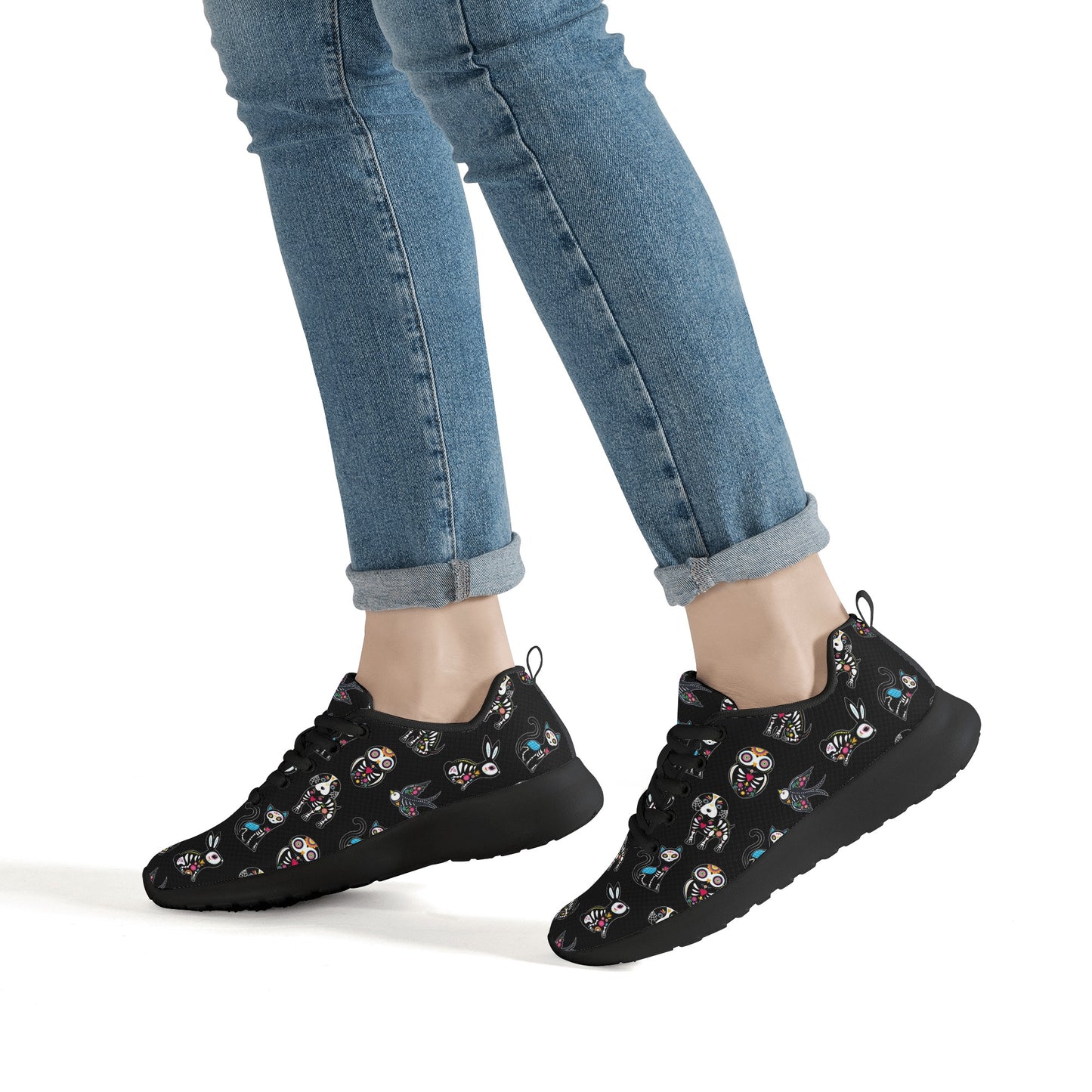 Sugar skull animalWomen's Mesh Athletic Sneakers