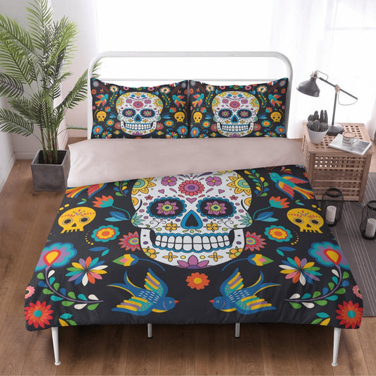 4pcs sugar skull Four-piece Duvet Cover Set