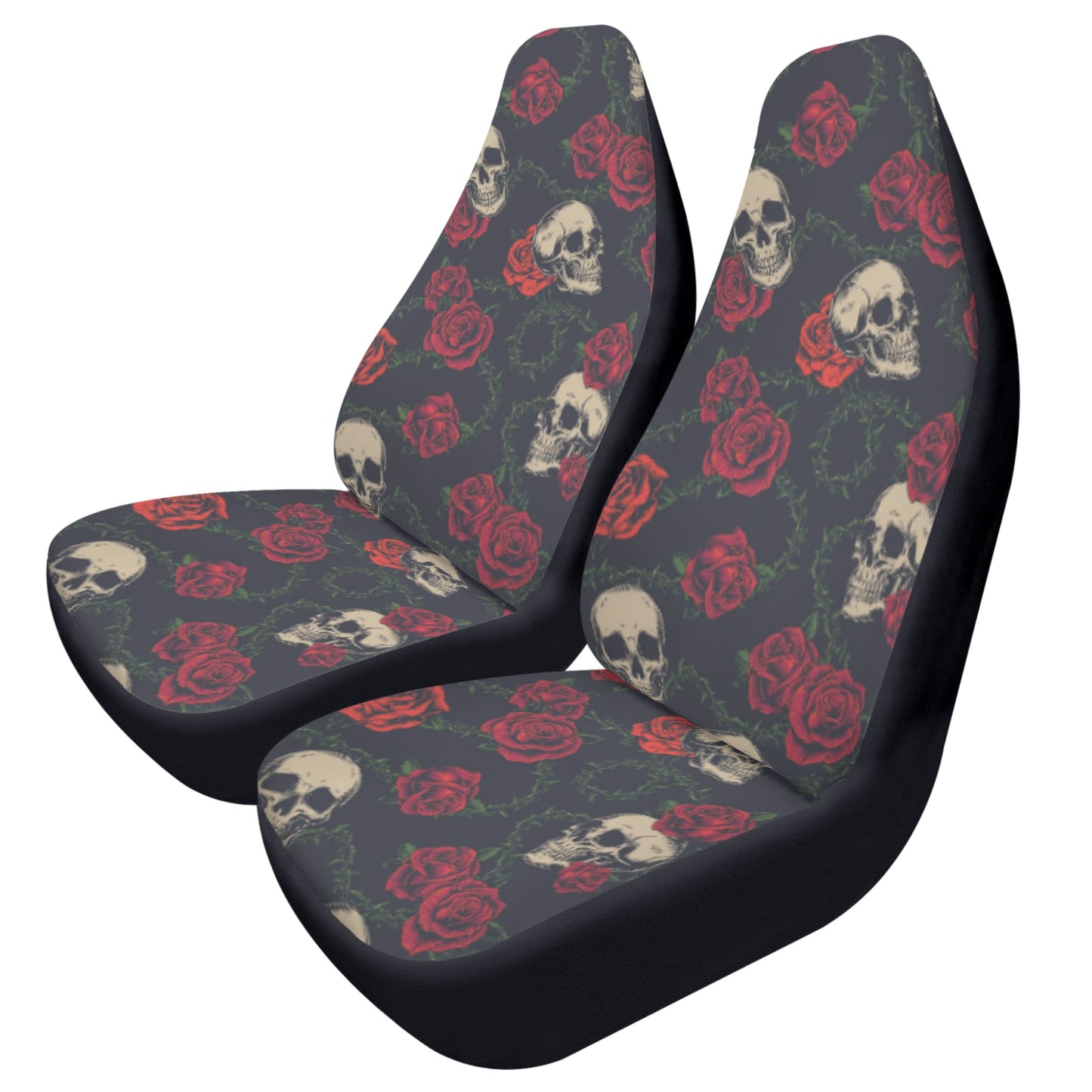 Rose floral skull Car Seat Covers (2 Pcs)