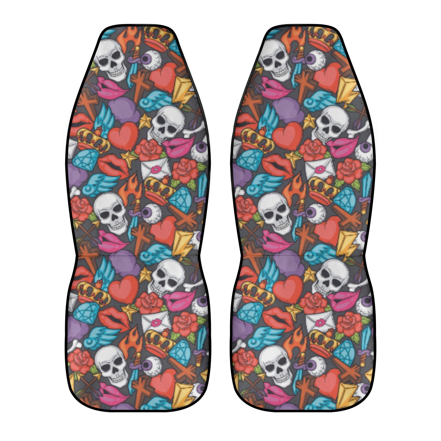 Sugar skull dia de los muertos Car Seat Covers (2 Pcs)