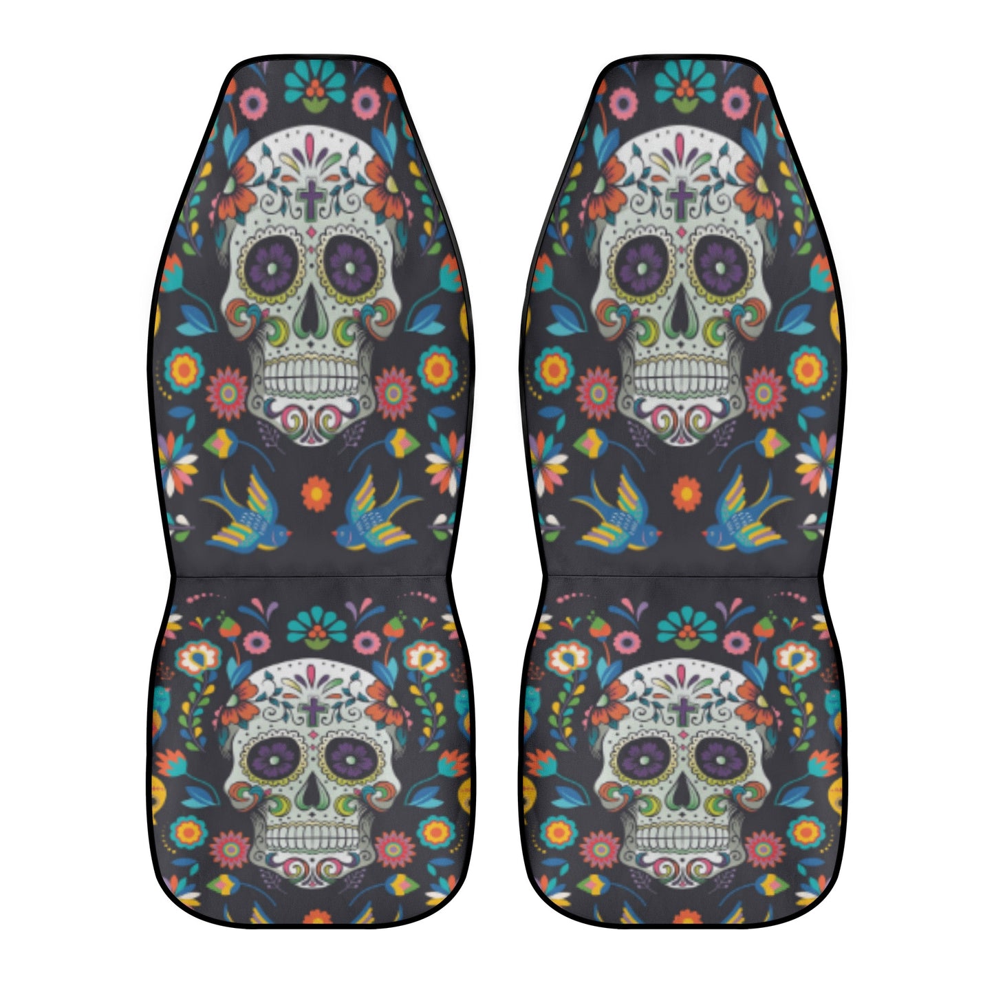 Sugar skull day of the dead Car Seat Covers (2 Pcs)