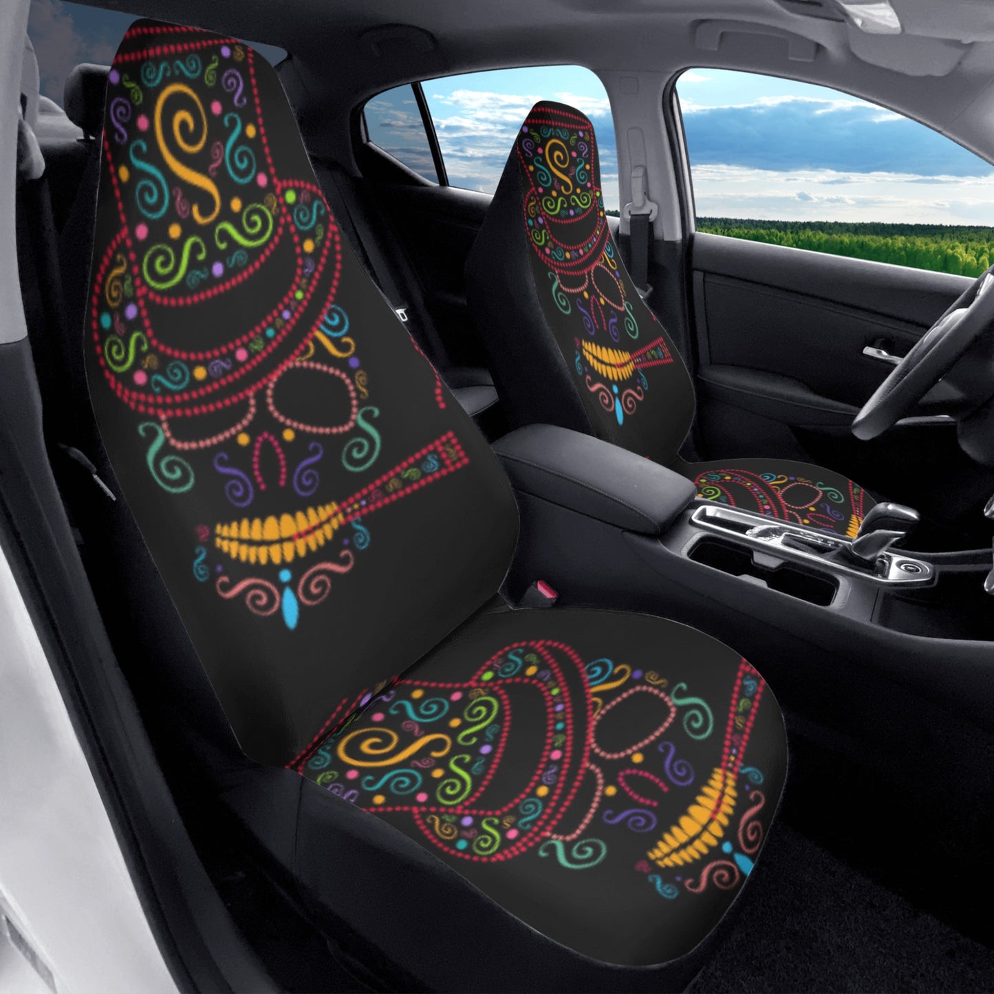 Sugar skull gothic halloween Car Seat Covers (2 Pcs)
