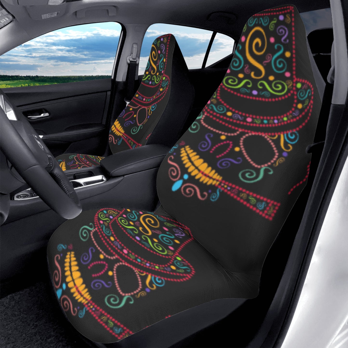 Sugar skull gothic halloween Car Seat Covers (2 Pcs)