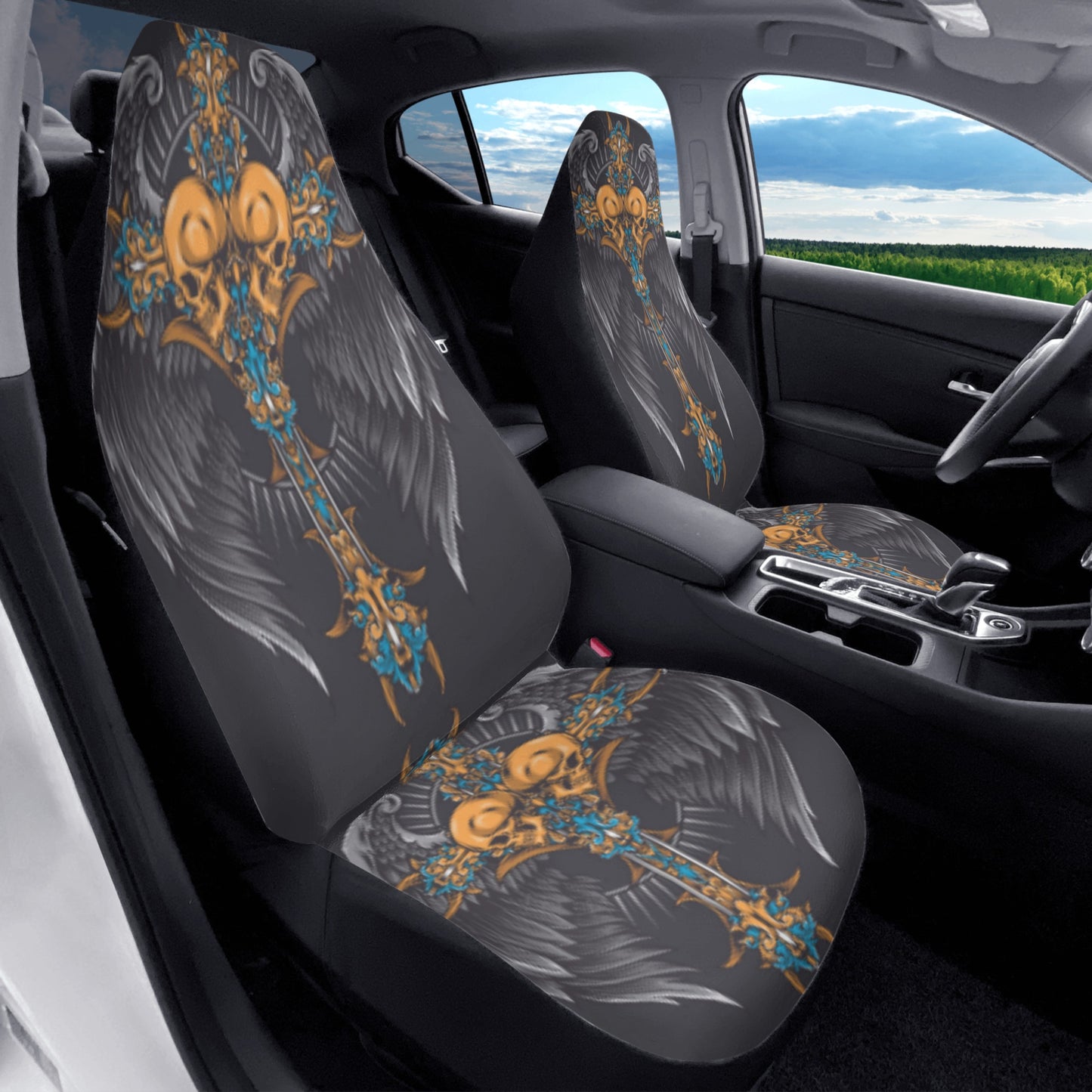 Sword skull wings Car Seat Covers (2 Pcs)