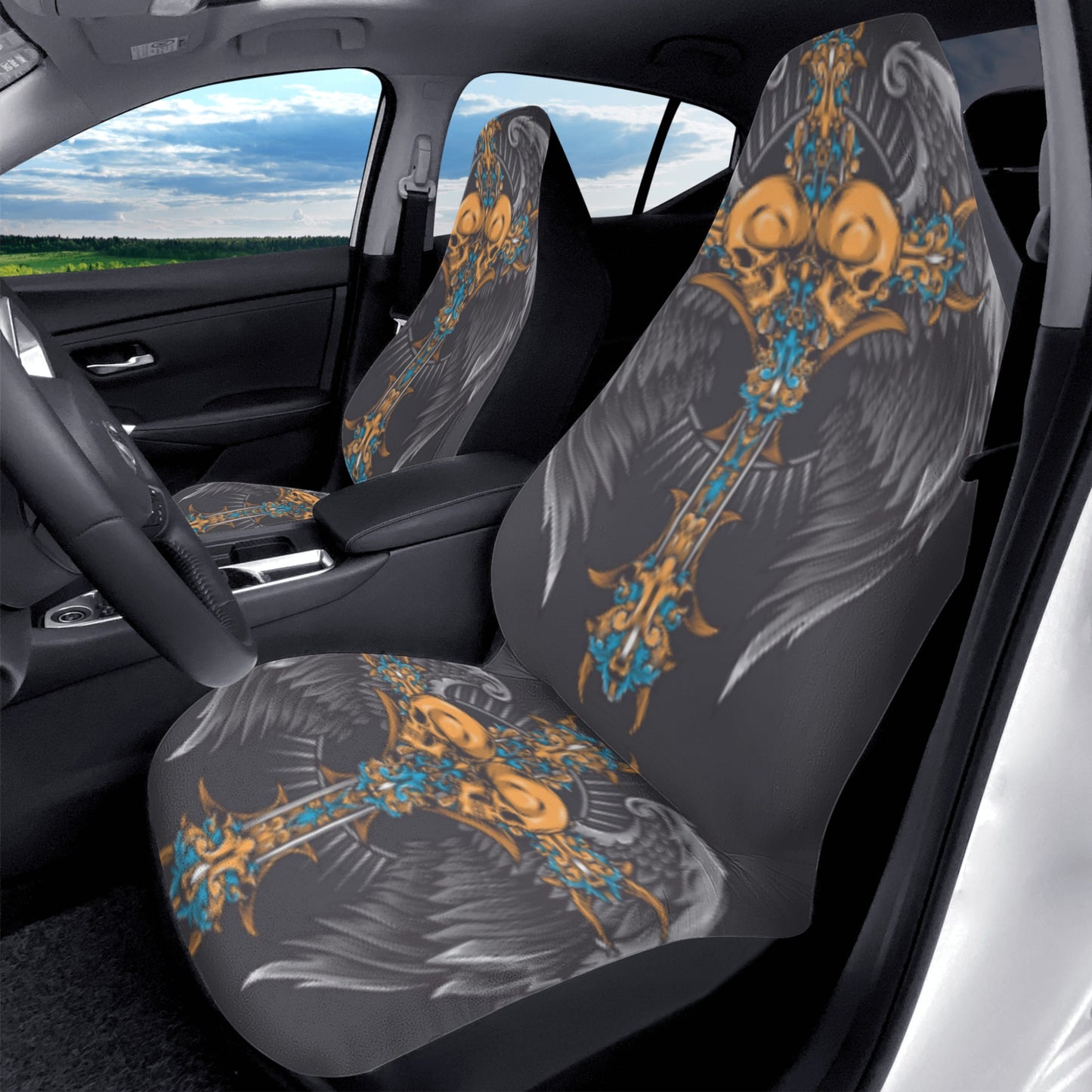 Sword skull wings Car Seat Covers (2 Pcs)