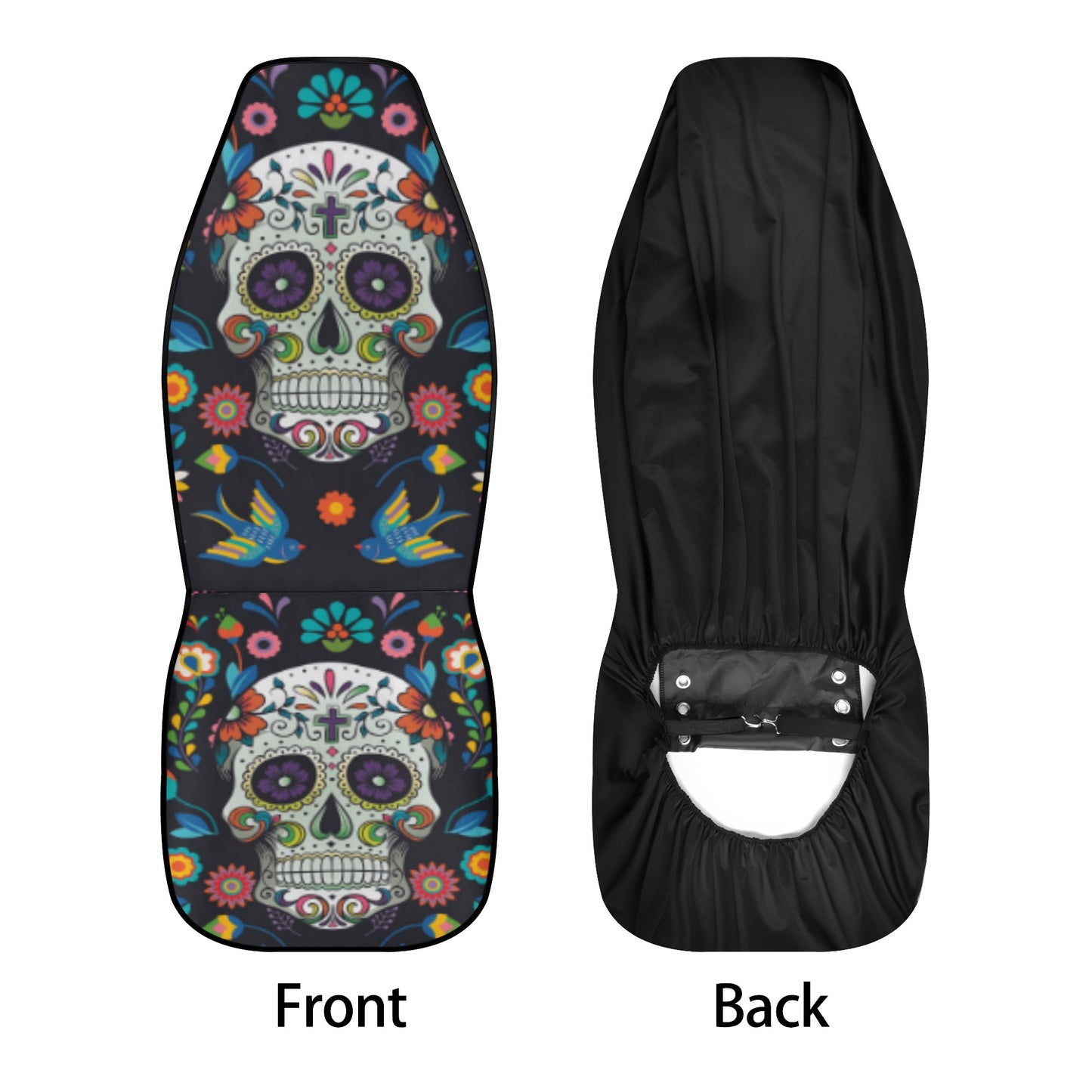 Set Front & Back sugar skull Car Seat Cover Set