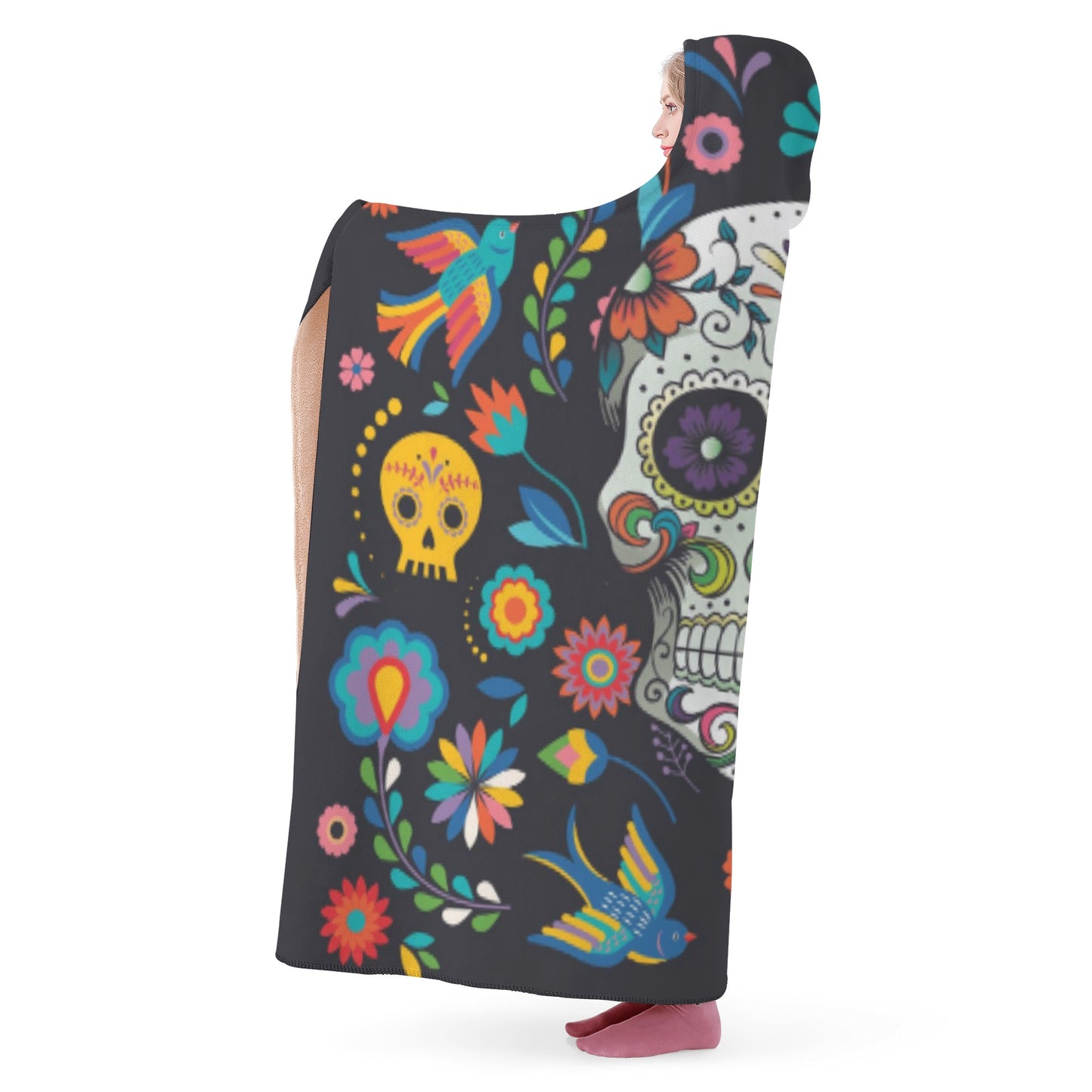 Mexican skull Halloween Hooded Blanket
