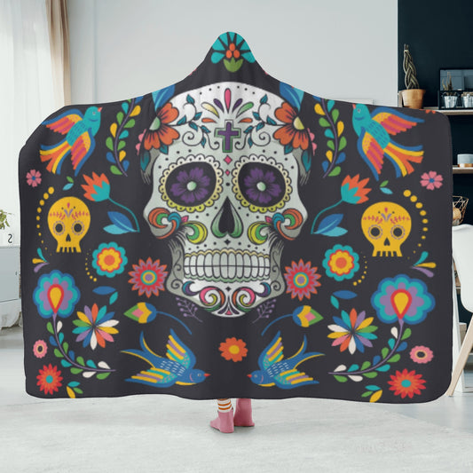Mexican skull Halloween Hooded Blanket