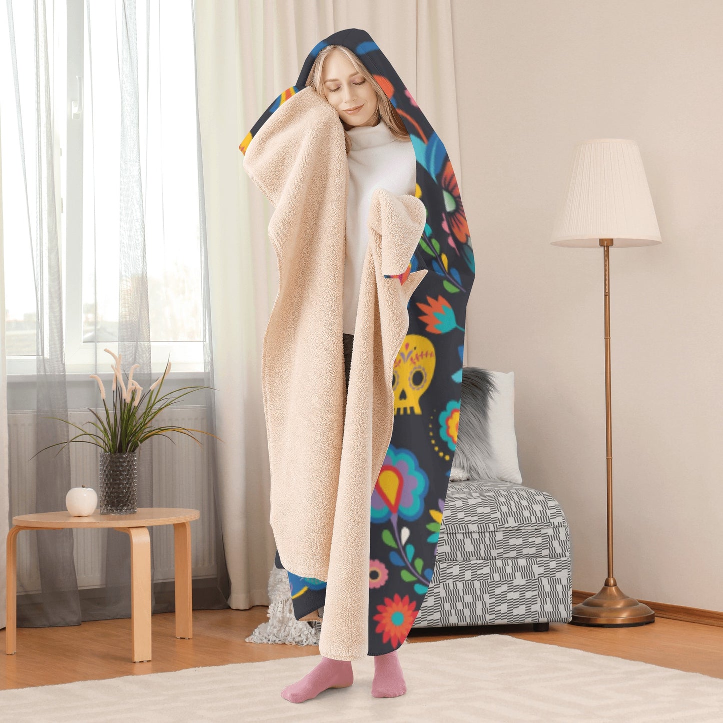 Mexican skull Halloween Hooded Blanket