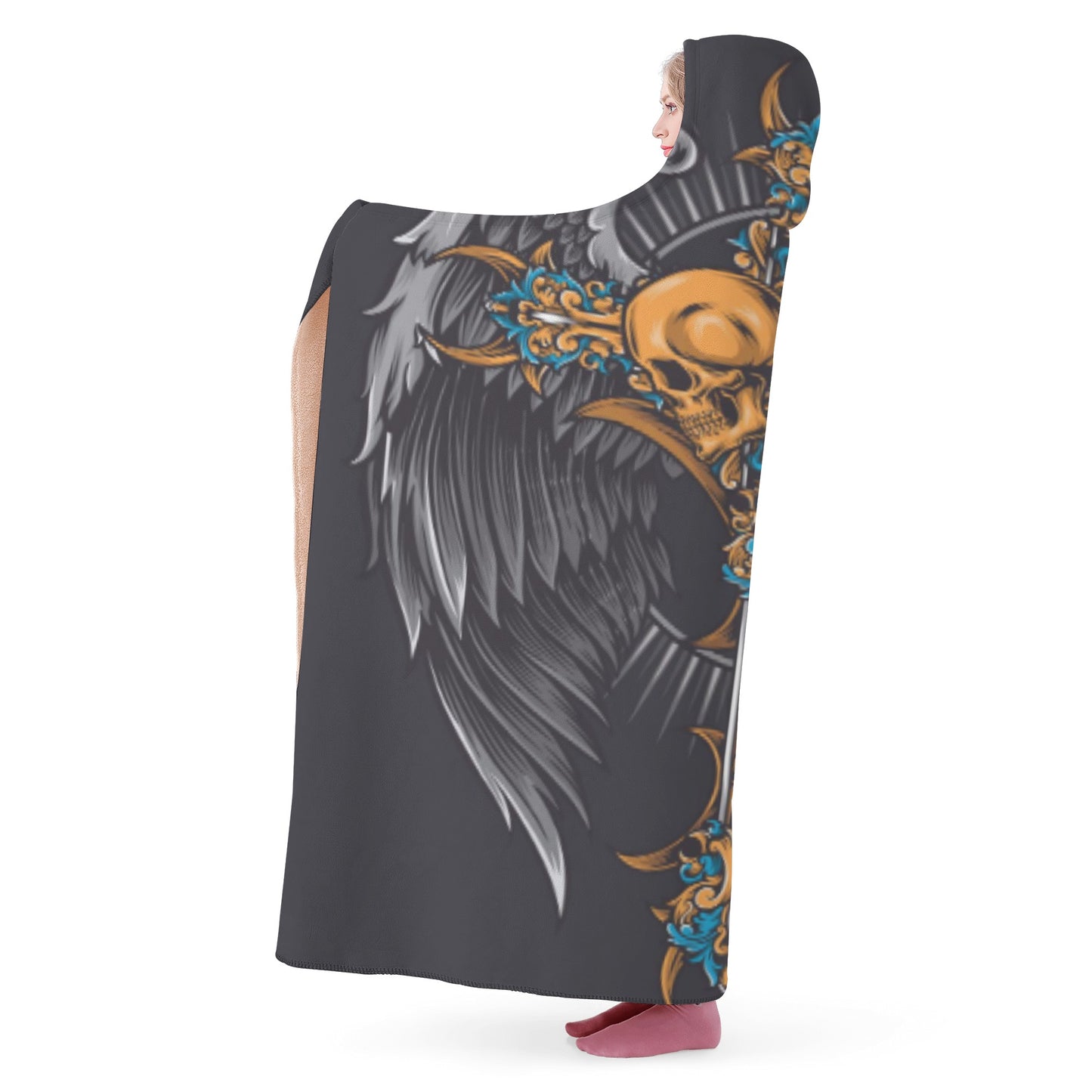 Skull gothic Hooded Blanket