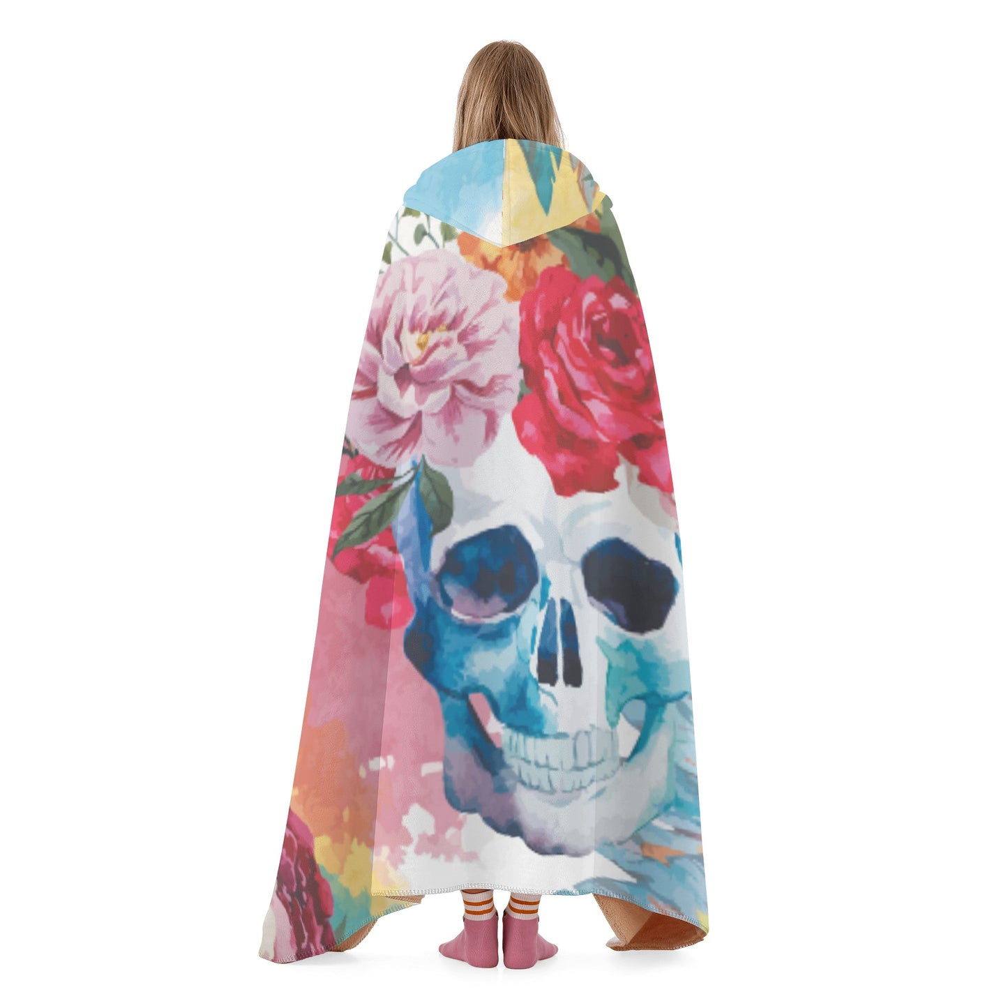 Skull rose gothic Hooded Blanket