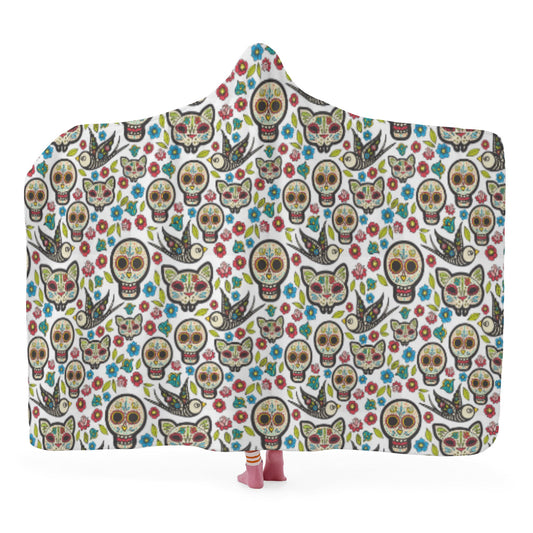 Dia de los muertos sugar skull Hooded Blanket