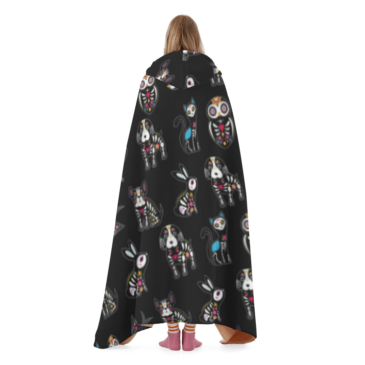 Animal sugar skull Hooded Blanket