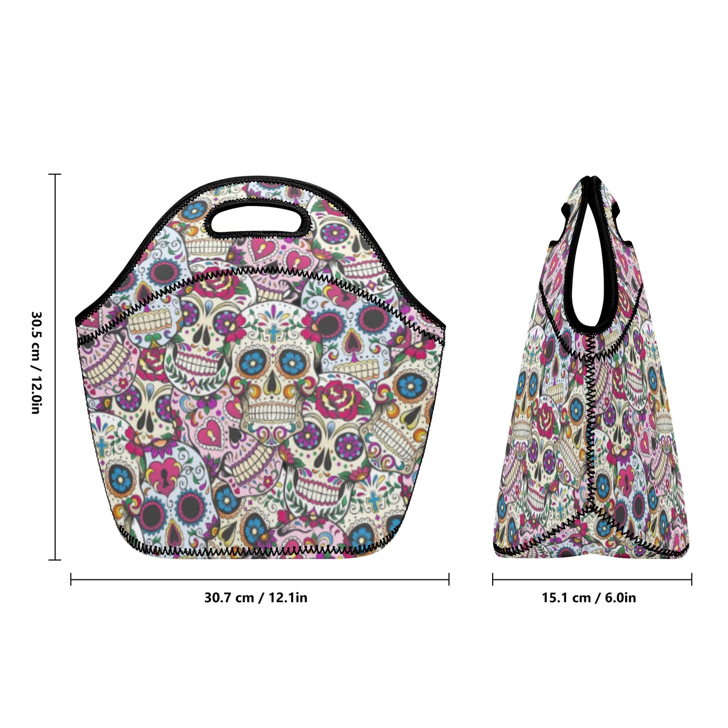 Sugar skull gothic New Neoprene Lunch Bag