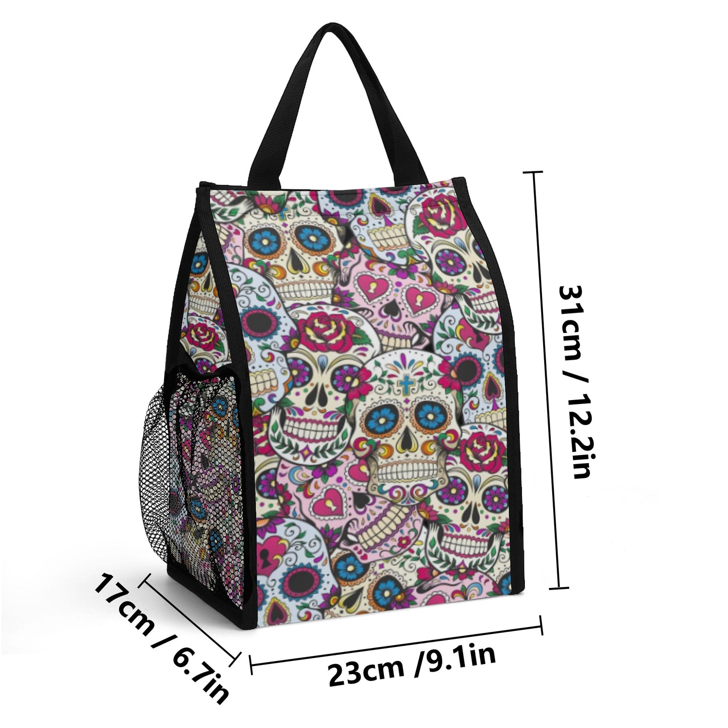 Sugar skull dia de los muertos Folding Pocket Type Lunch Bag