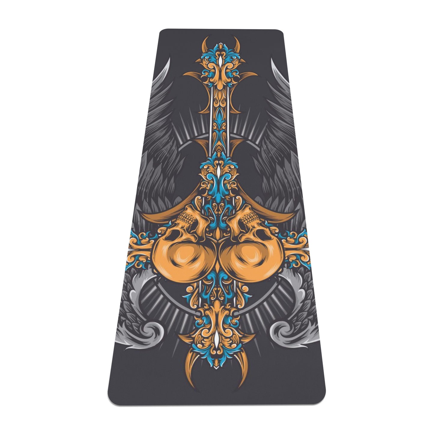 Angel wings skull halloween Rubber Yoga Mat