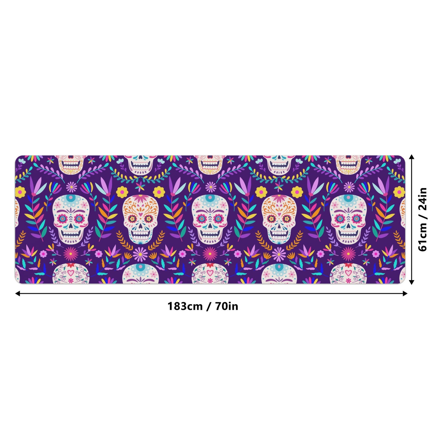 Day of the dead mexican skull sothic Rubber Yoga Mat