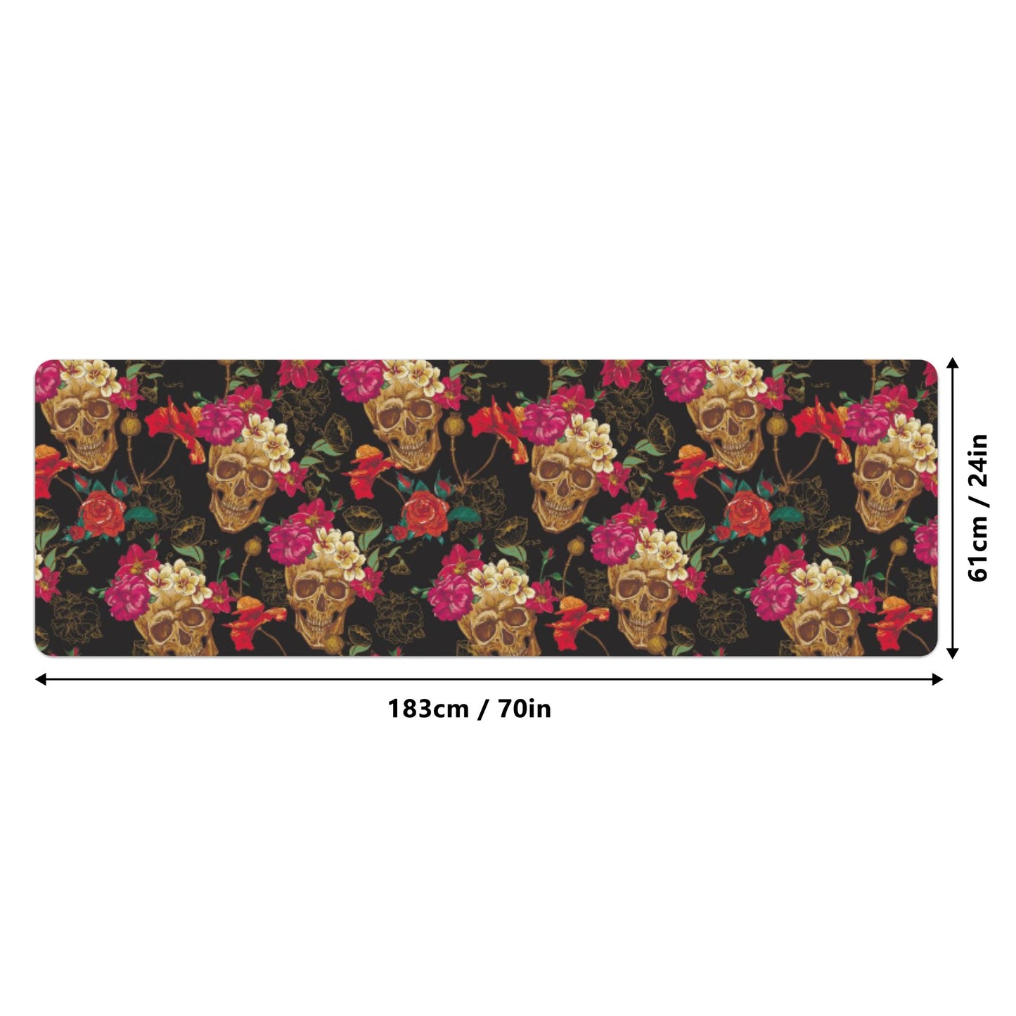 Floral gothic skull Rubber Yoga Mat