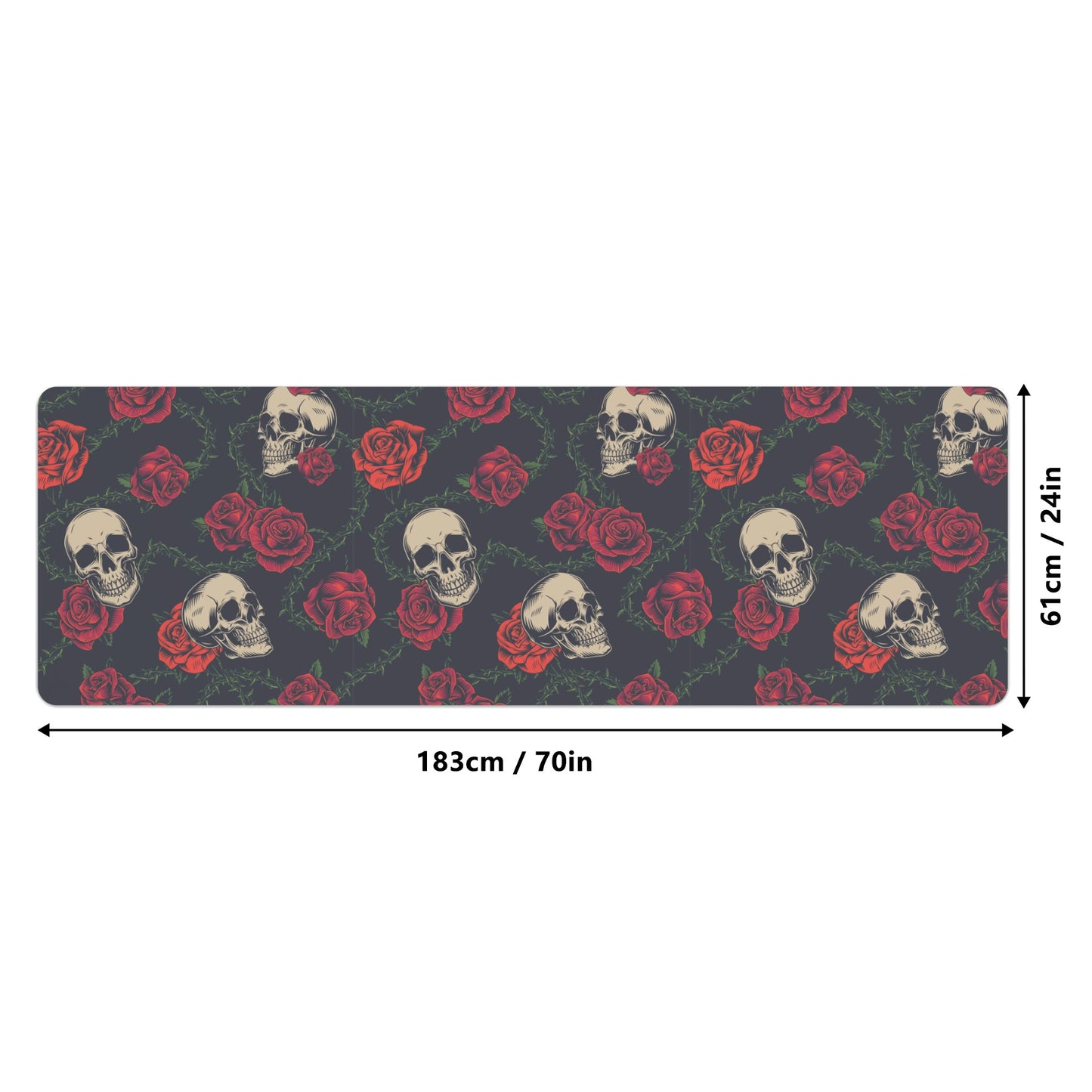 Floral Halloween gothic Rubber Yoga Mat