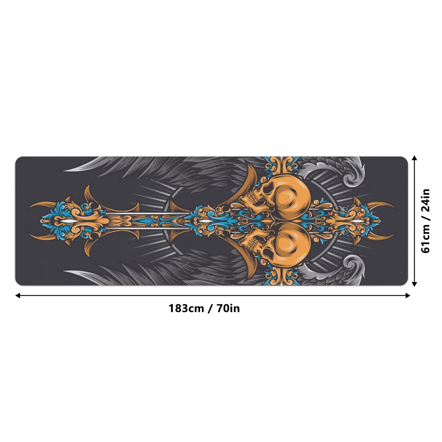 Angel wings skull halloween Rubber Yoga Mat