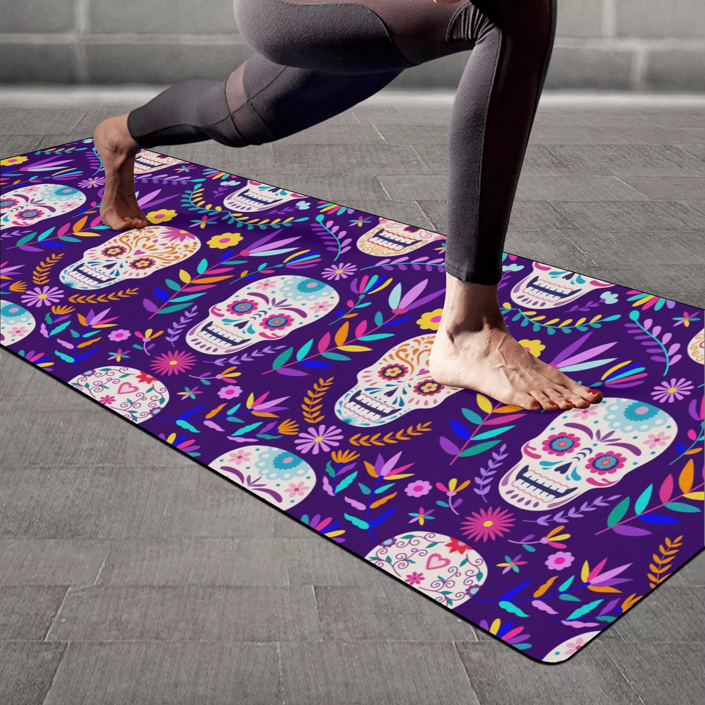 Day of the dead mexican skull sothic Rubber Yoga Mat