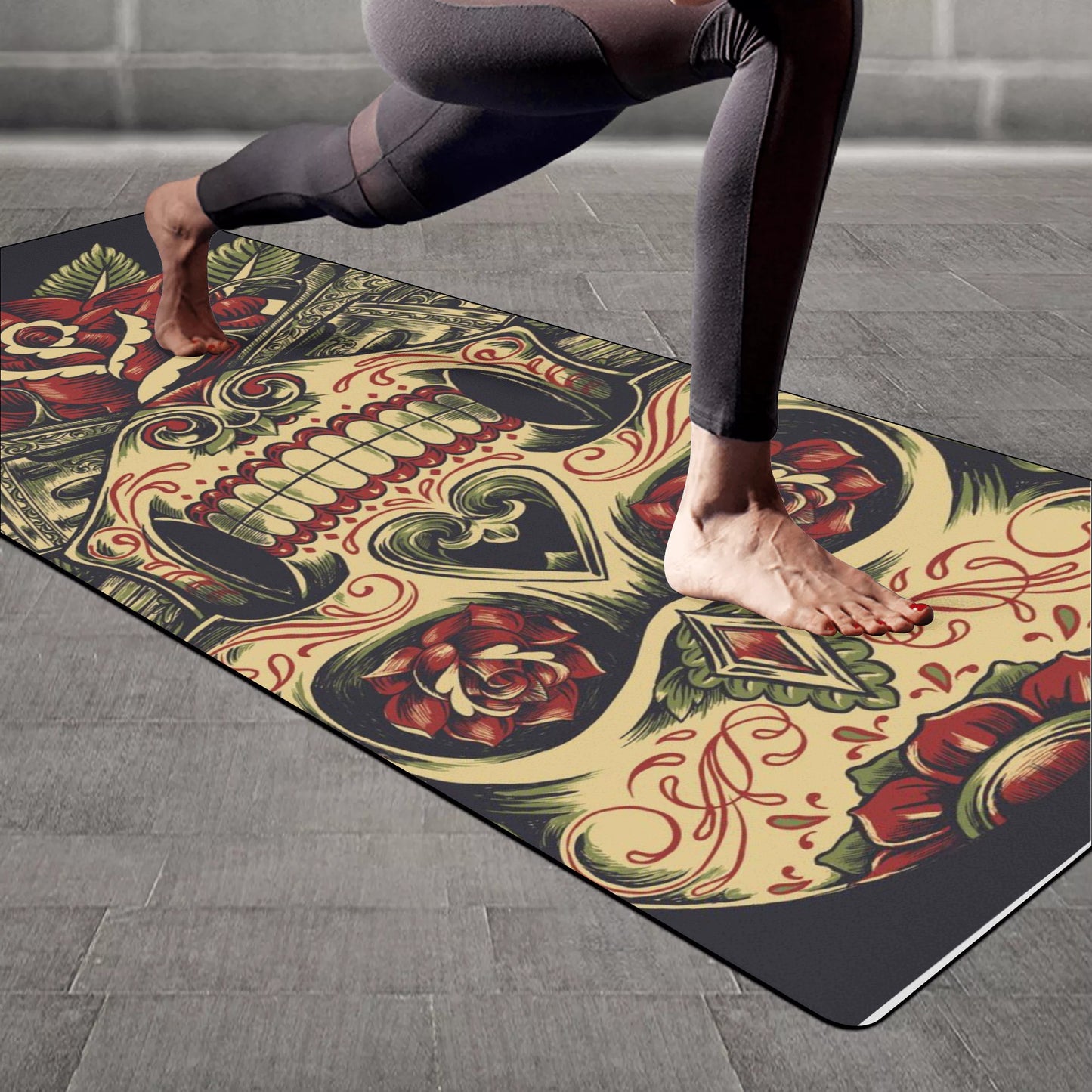 Dia de los muertos Calaversa Rubber Yoga Mat