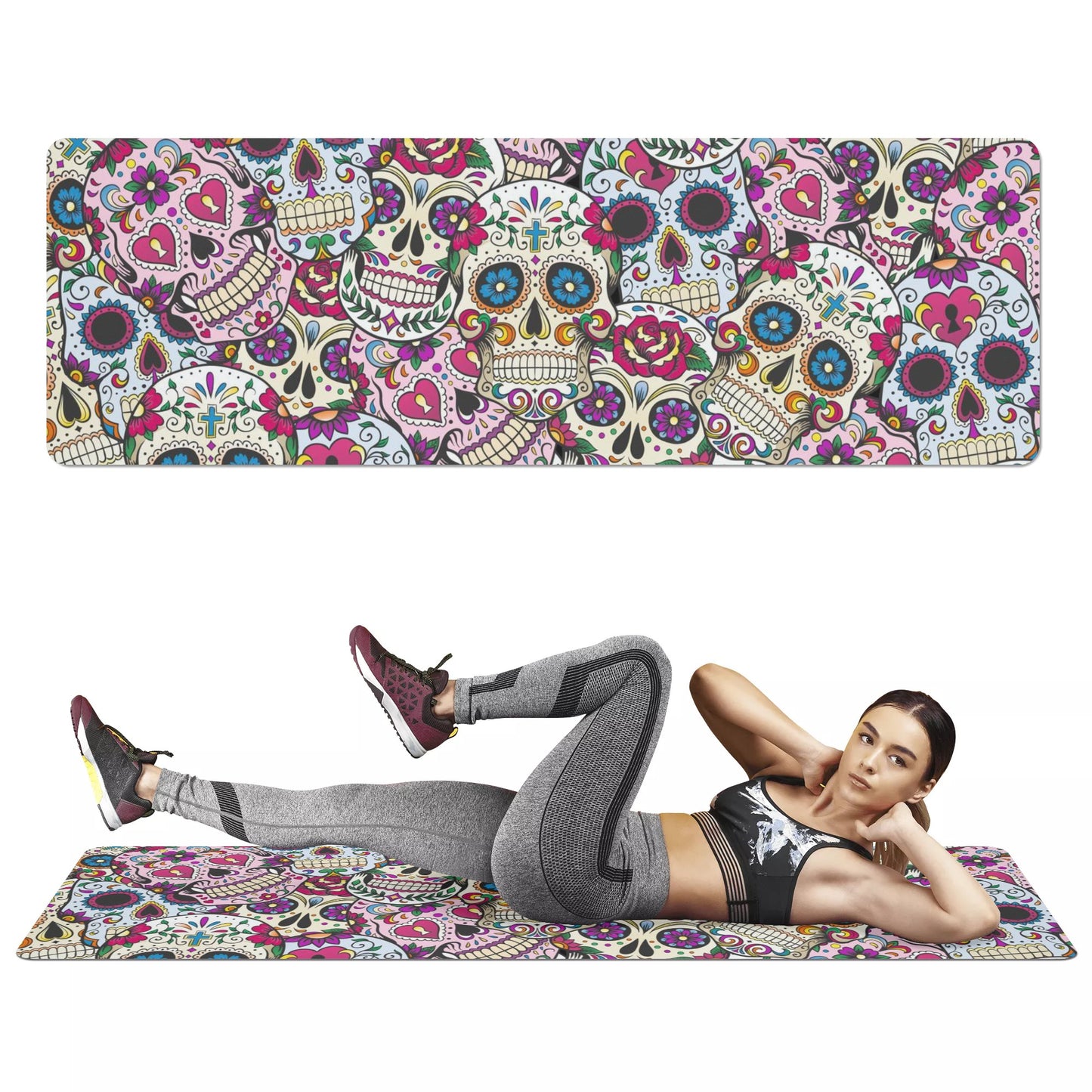 Sugar skull Mexican Calaveras Rubber Yoga Mat