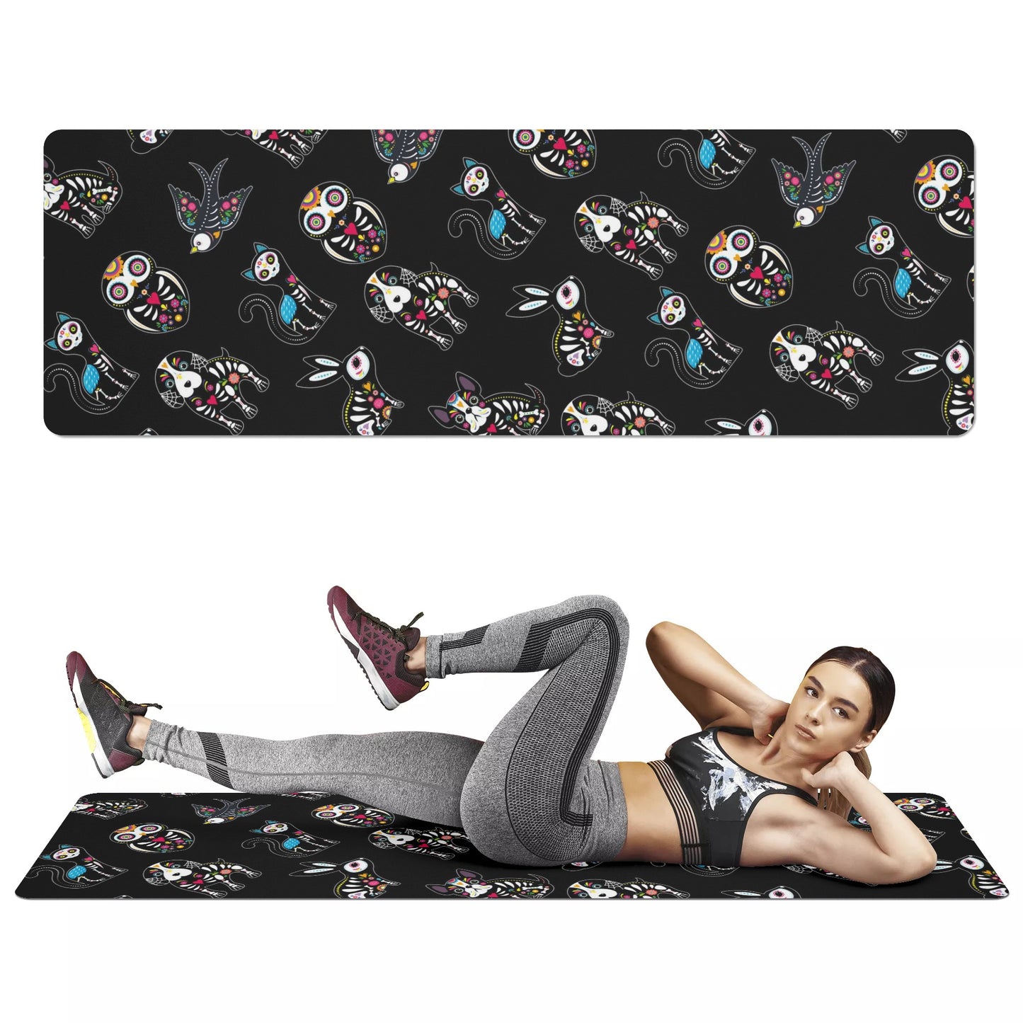Animal sugar skull Rubber Yoga Mat