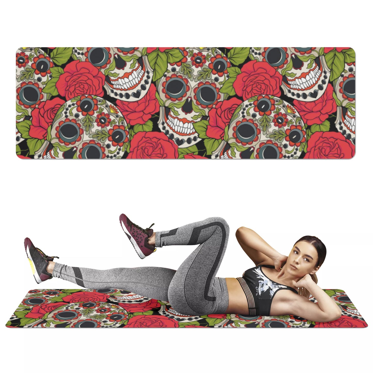 Calaveras mexican skull Rubber Yoga Mat