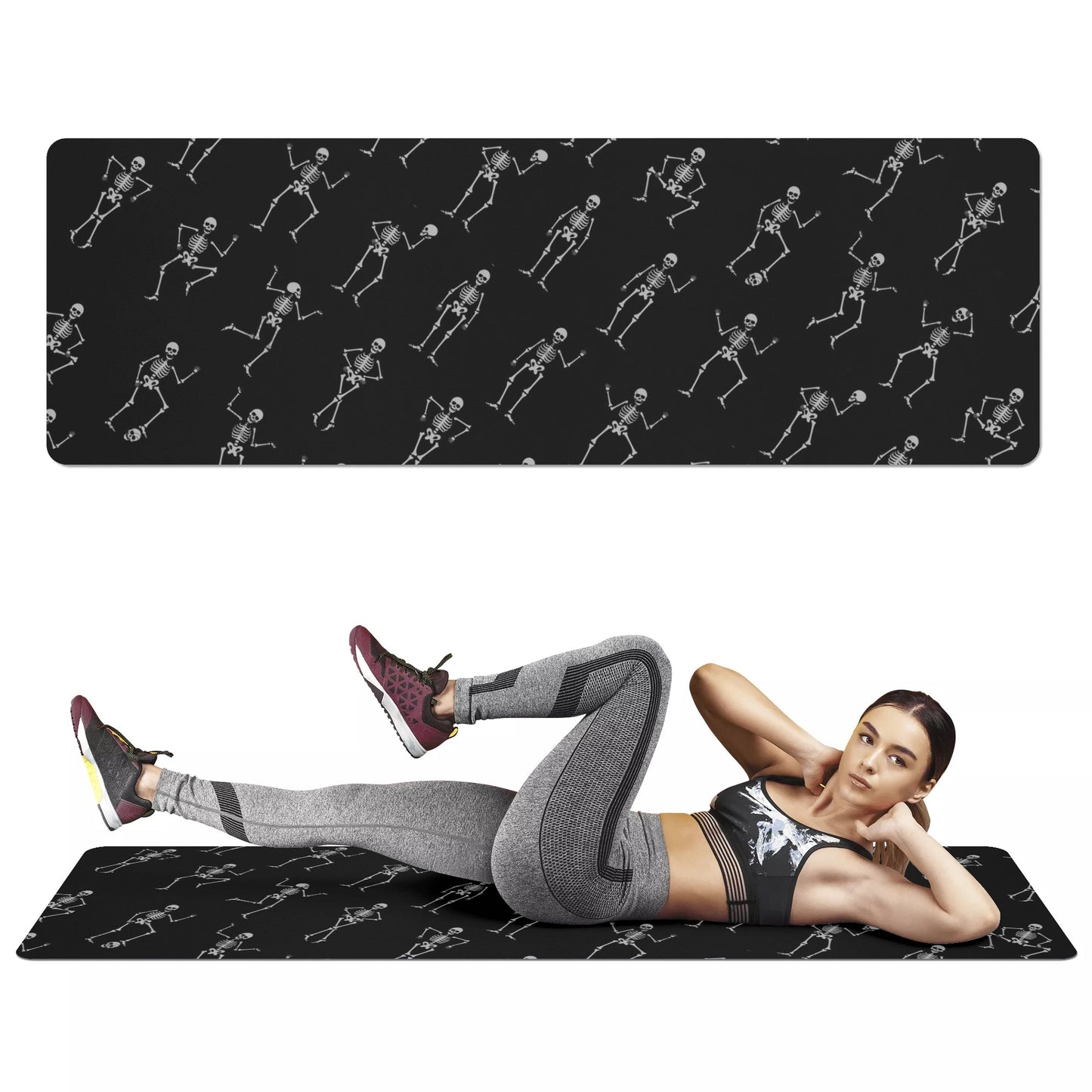 Dancing skeleton Halloween Rubber Yoga Mat